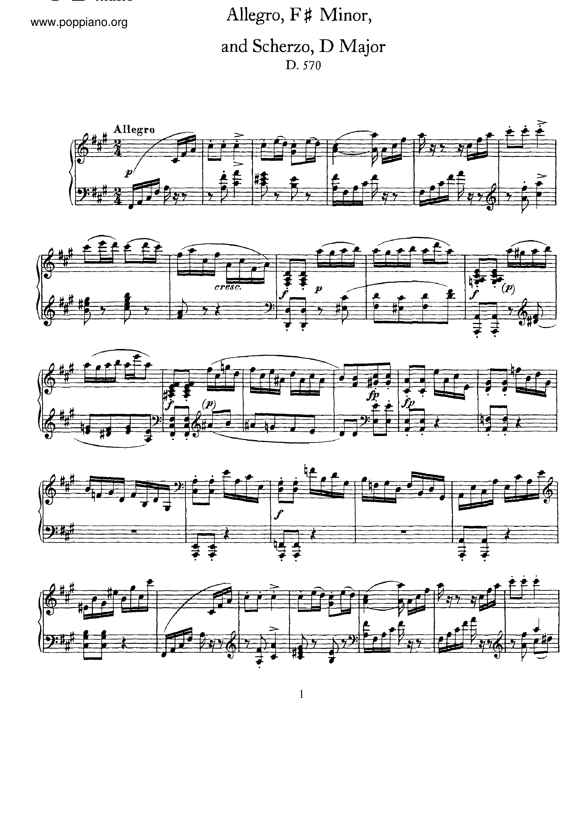 Allegro and Scherzo, D.570ピアノ譜