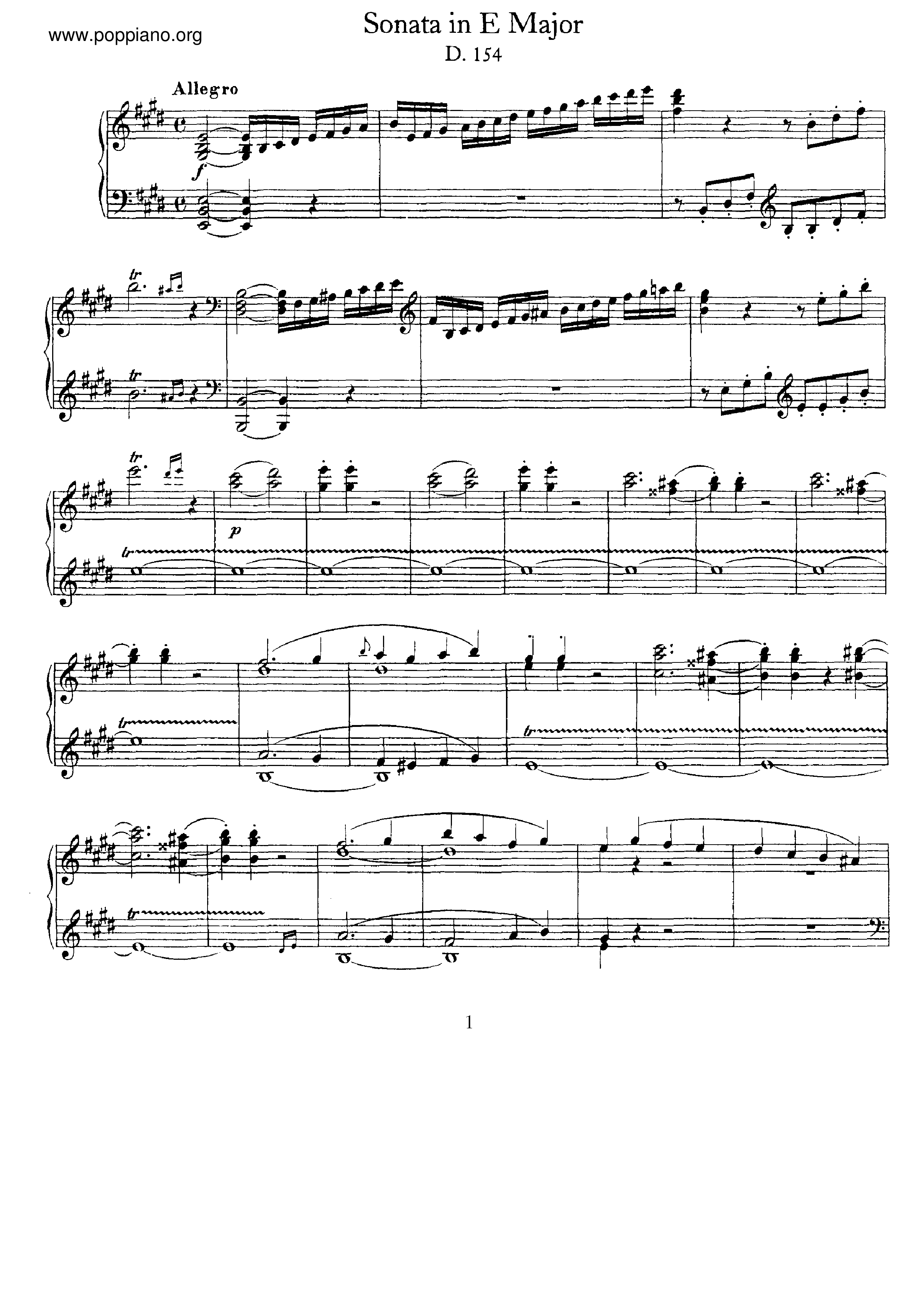 Allegro, D.154琴谱
