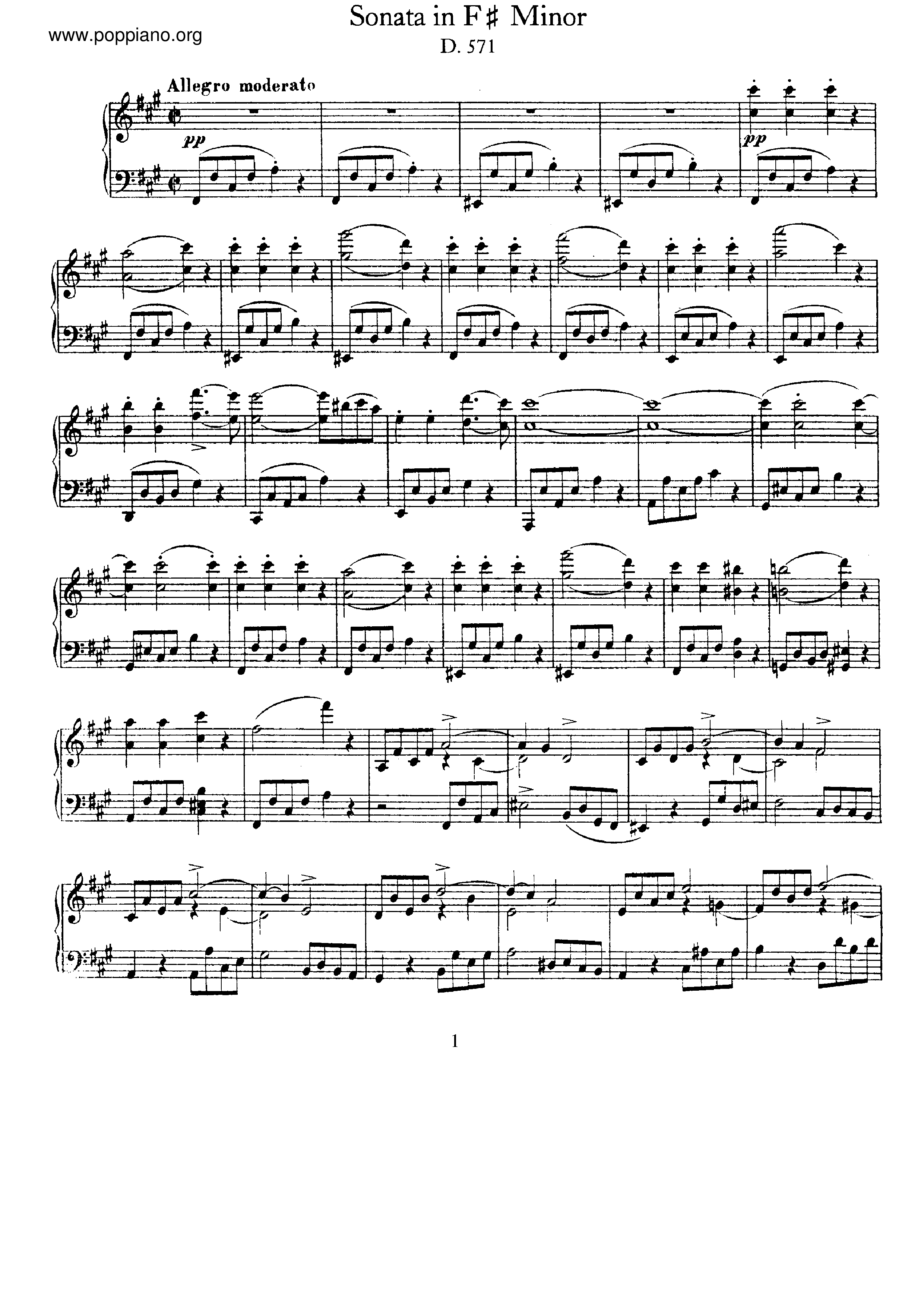 Allegro, D.571ピアノ譜
