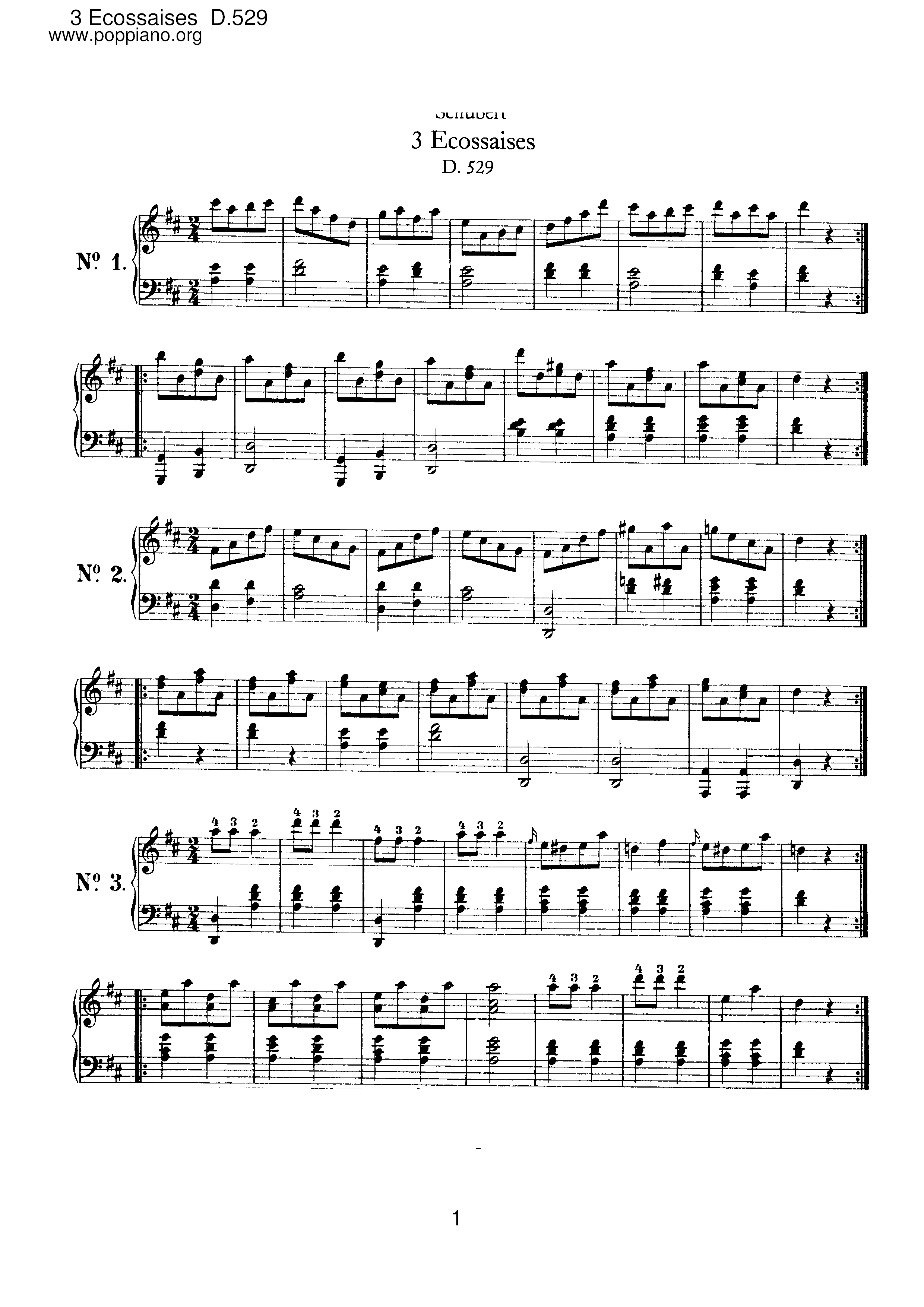 3 Ecossaises, D.529 Score