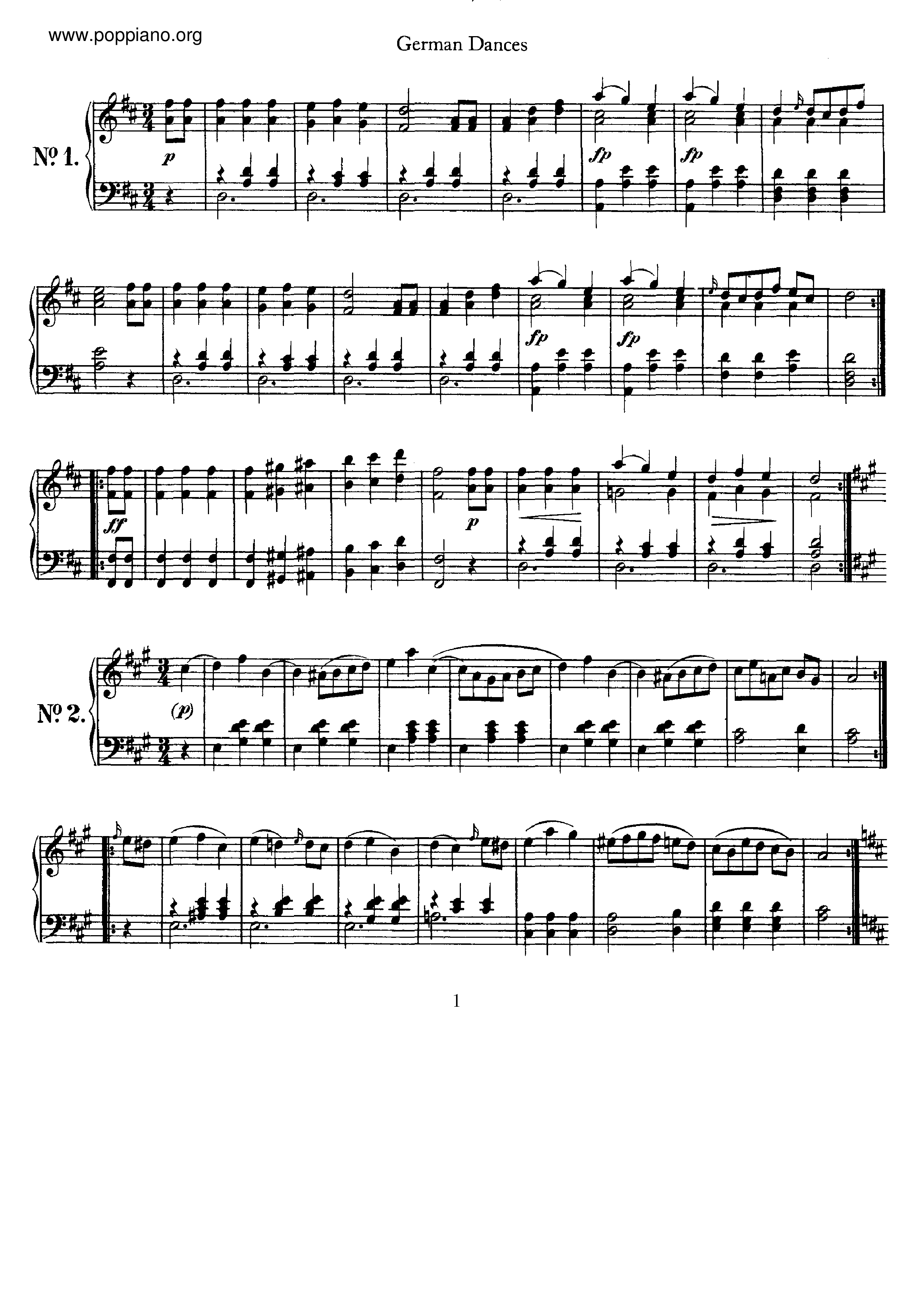 12 German Dances, D.420琴谱