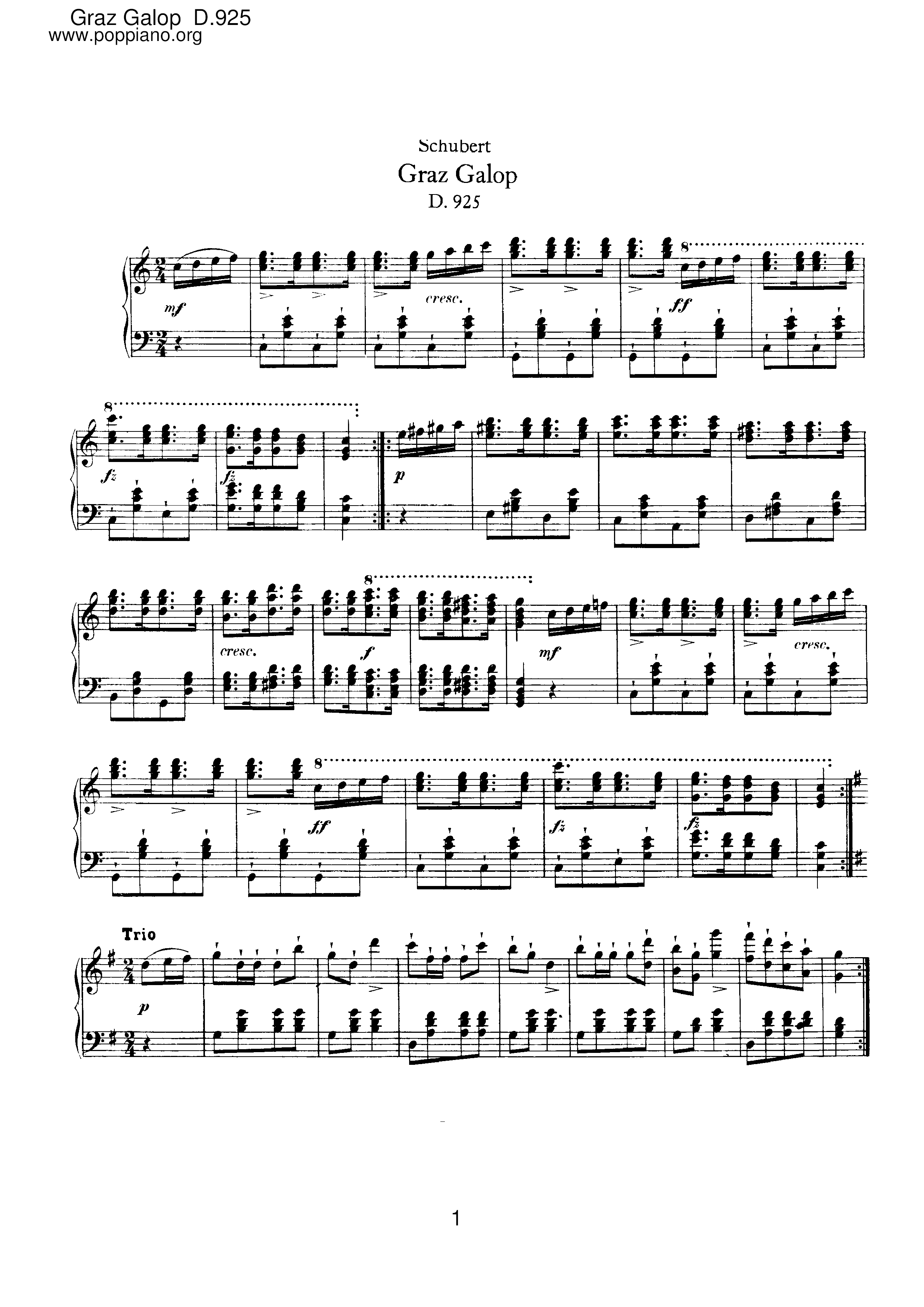 Graz Galop, D.925ピアノ譜