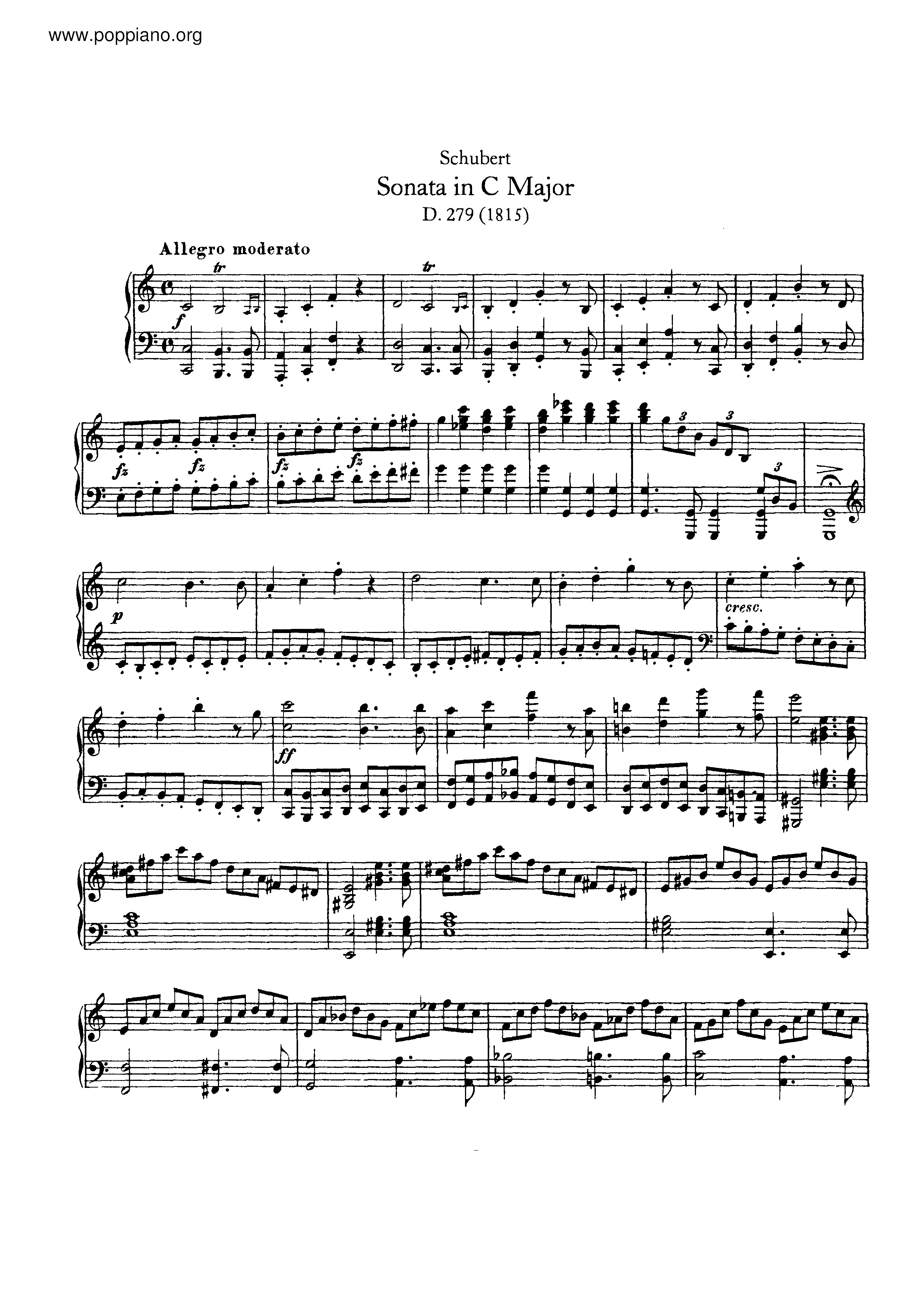 Piano Sonata in C major, D.279 Score