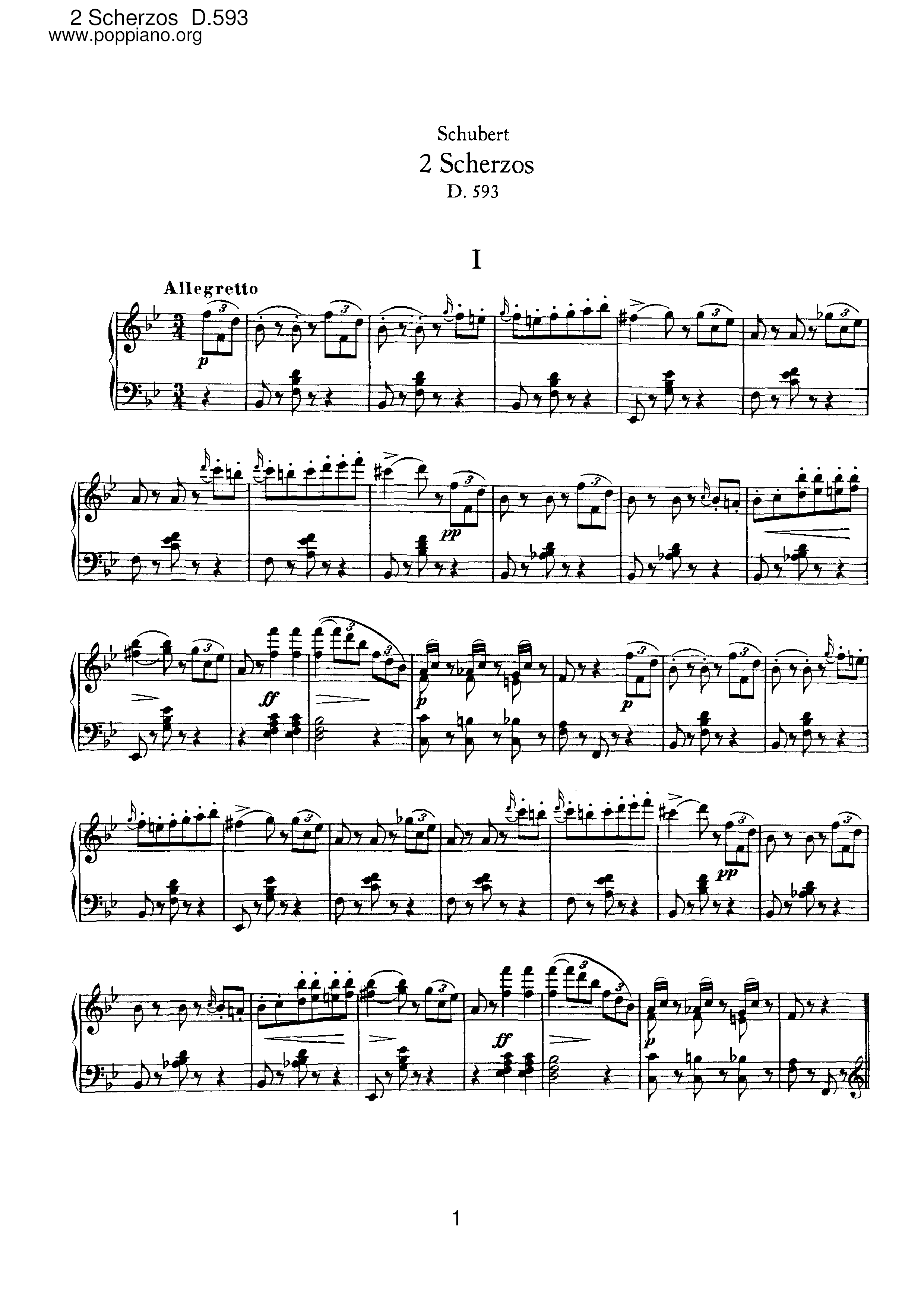 2 Scherzos, D.593ピアノ譜