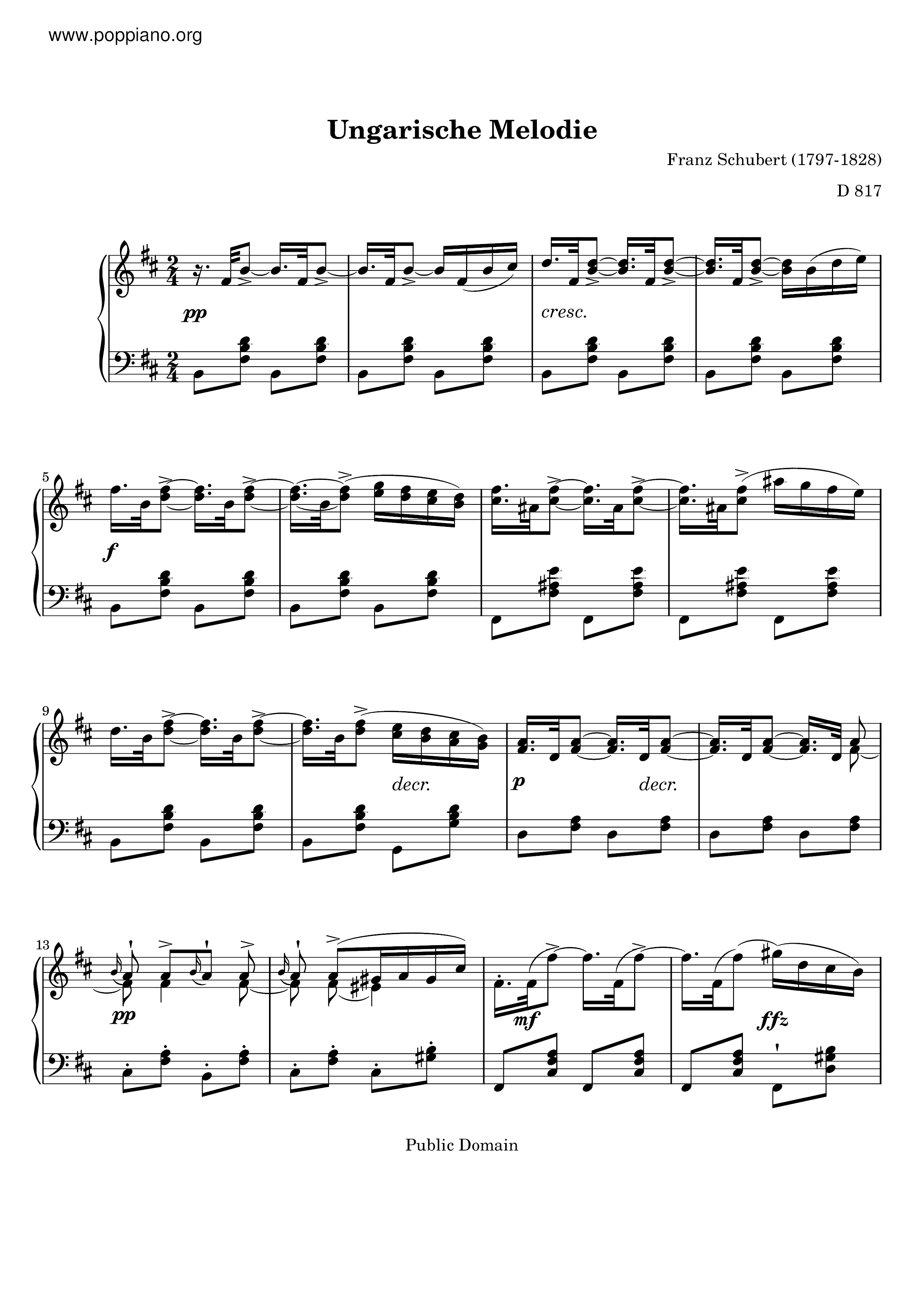Ungarische Melodie, D.817琴谱