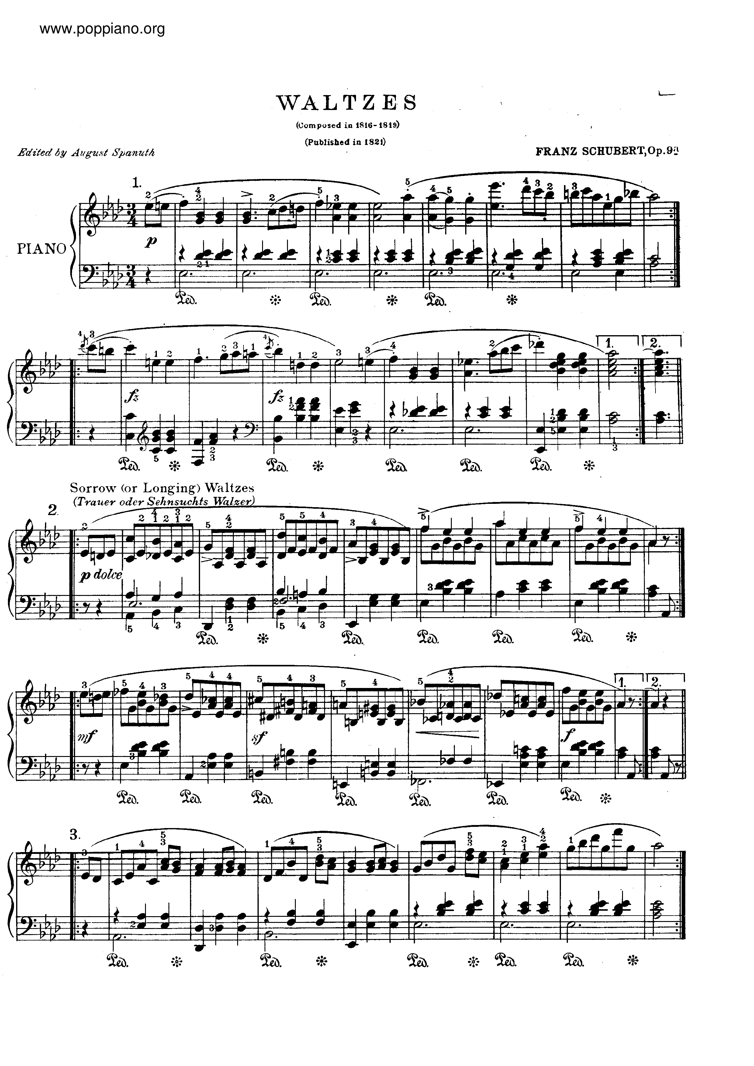 18 Waltzes, Op.9a琴谱