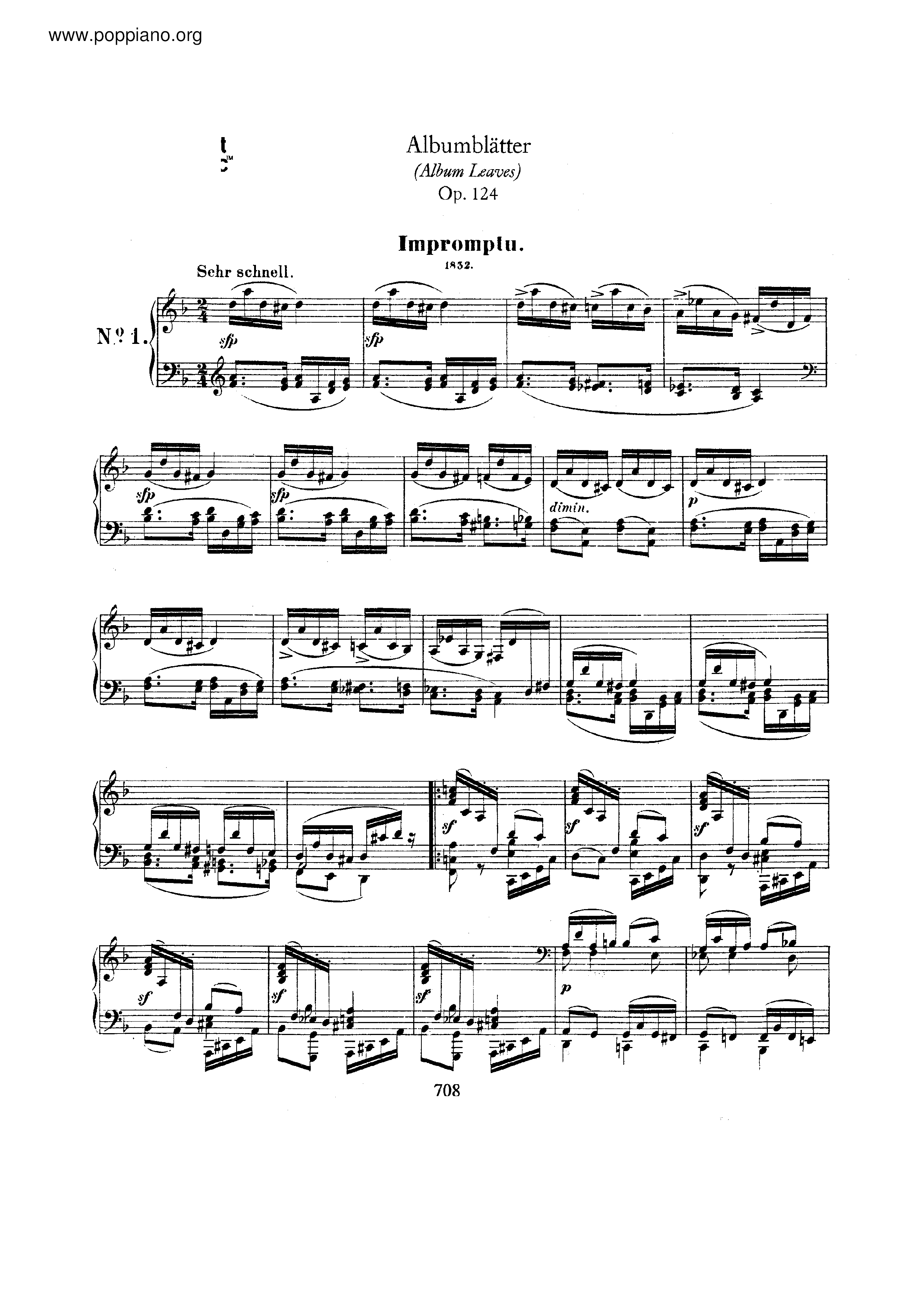 Albumblatter, Op.124 Score