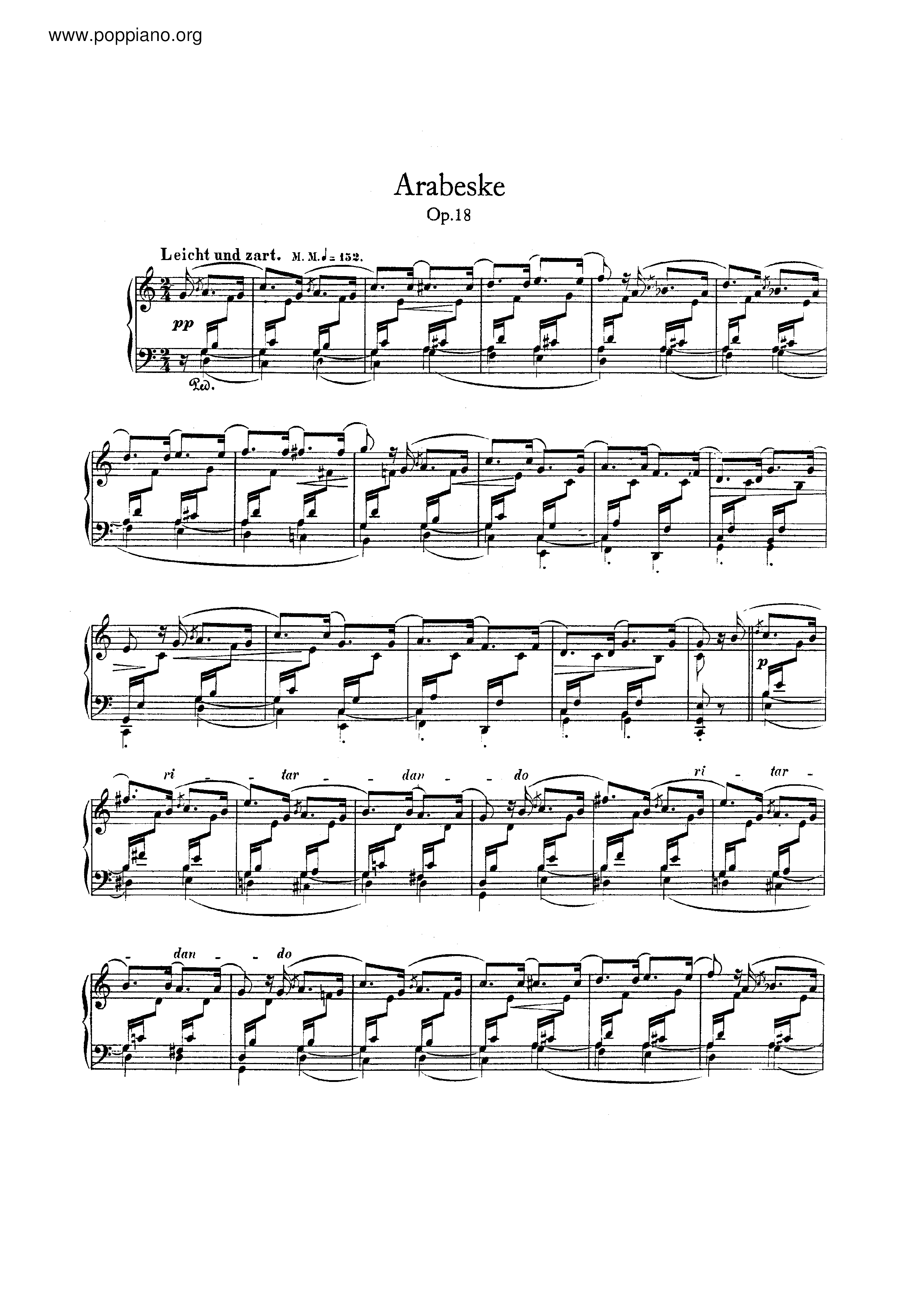 Arabeske, Op.18琴譜