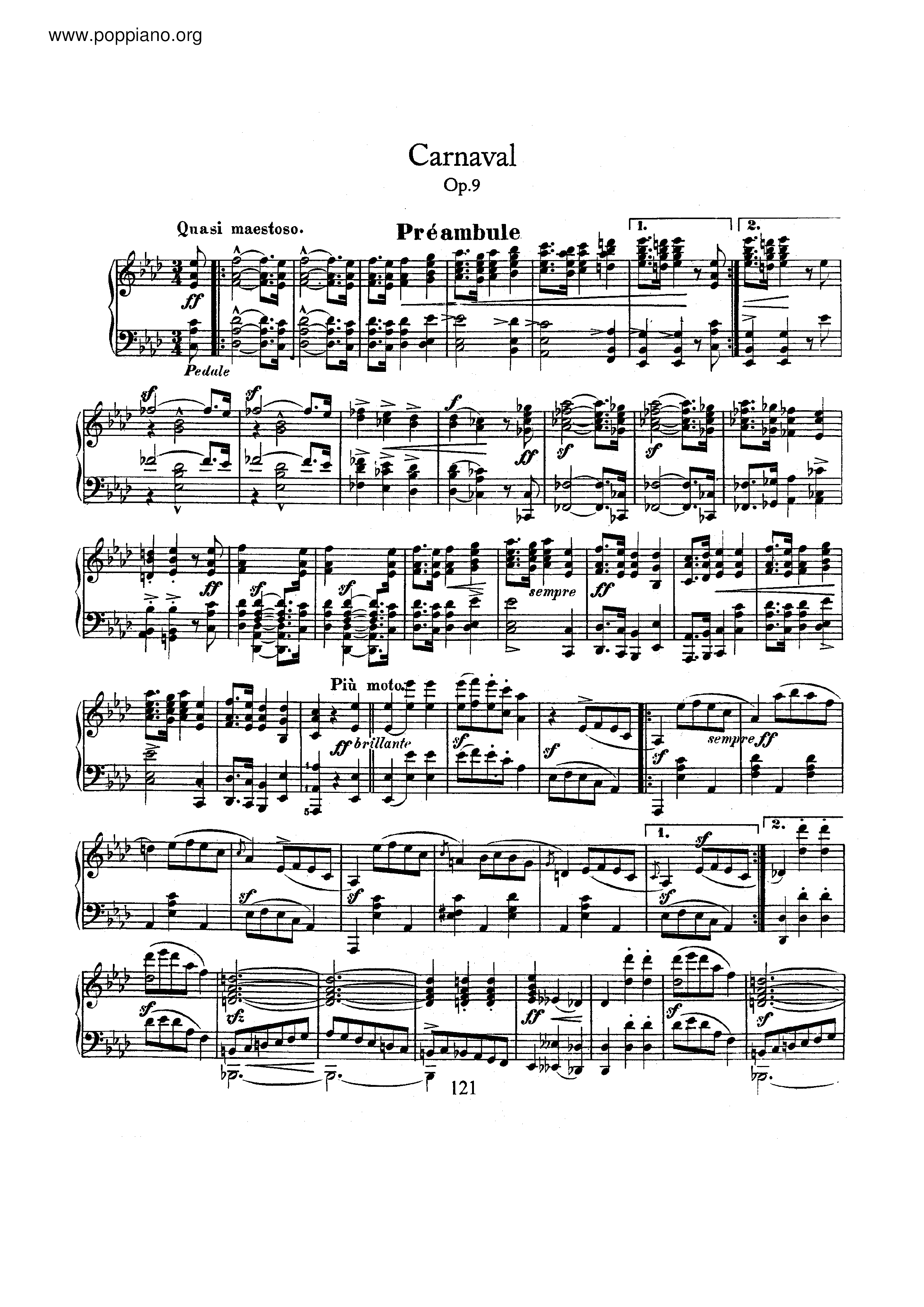 Carnaval, Op.9ピアノ譜