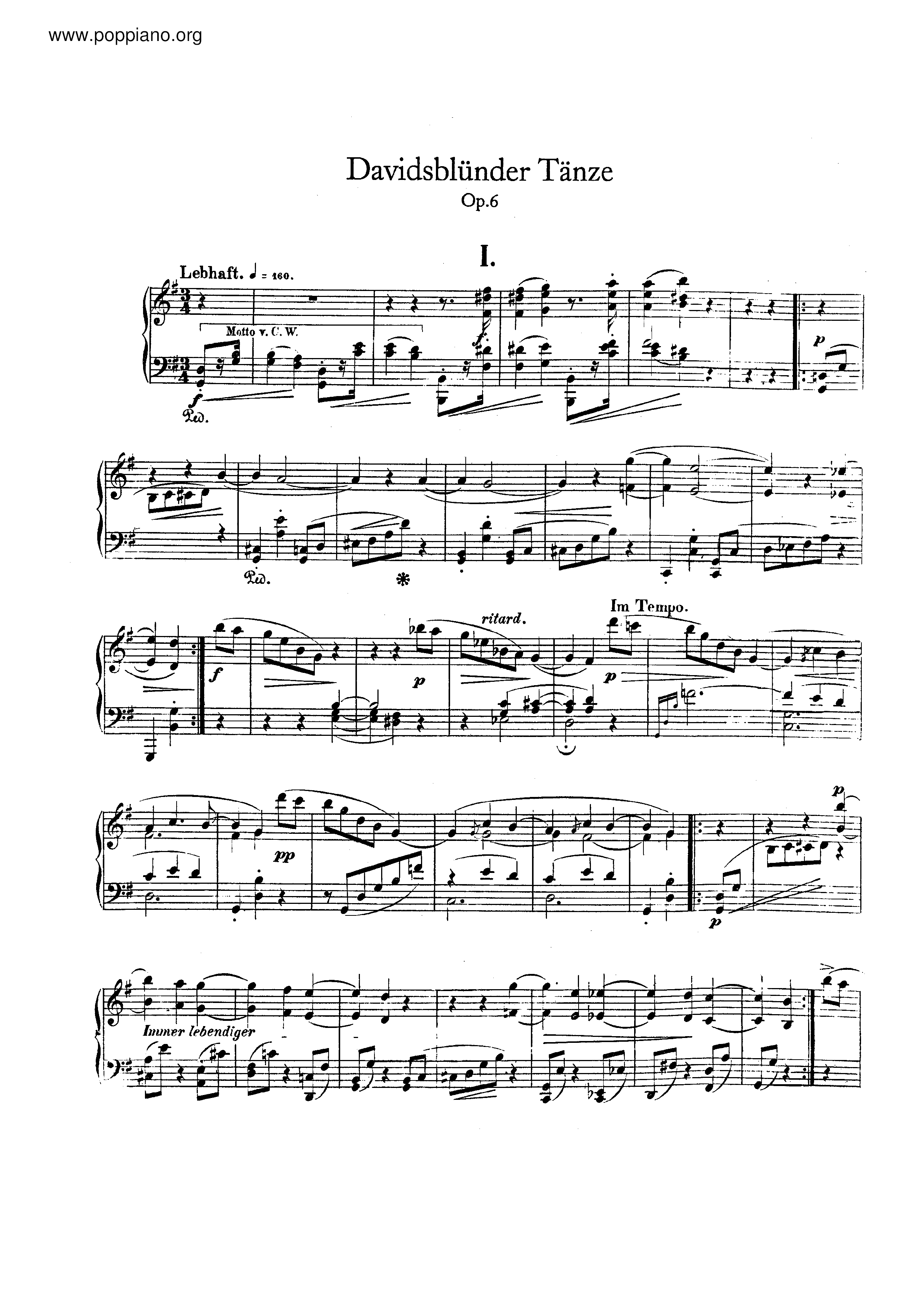 Davidsbundlertanze, Op.6ピアノ譜