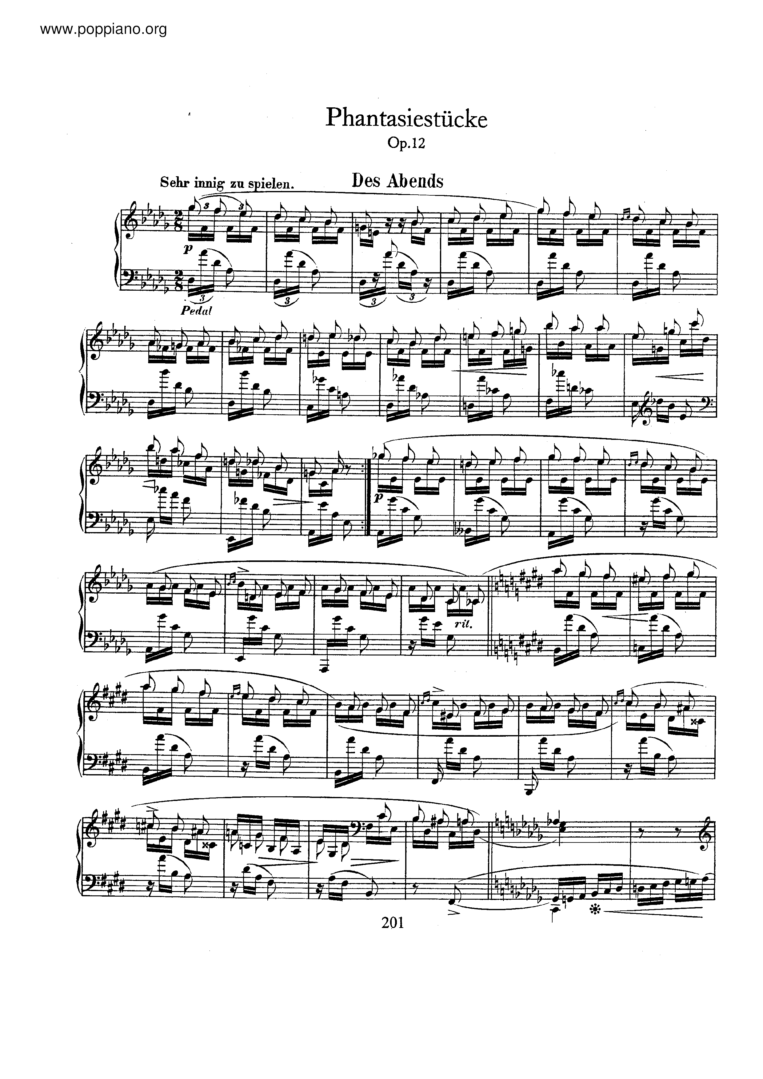 Fantasiestucke, Op.12琴谱