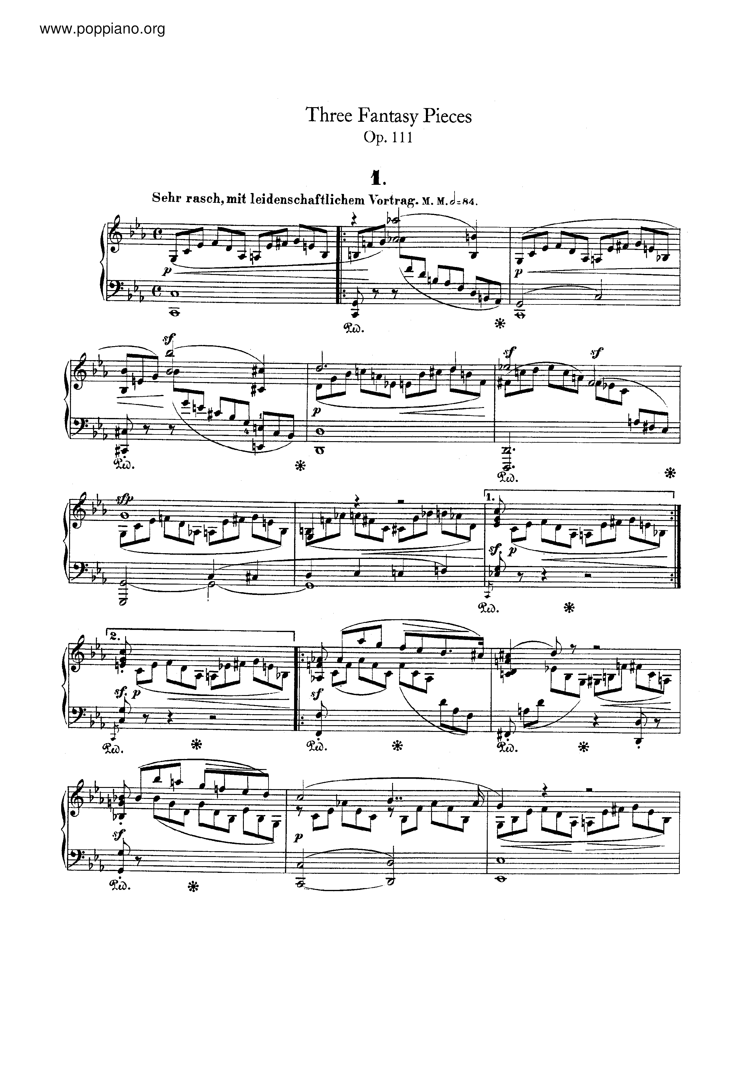 3 Fantasiestucke, Op.111琴谱