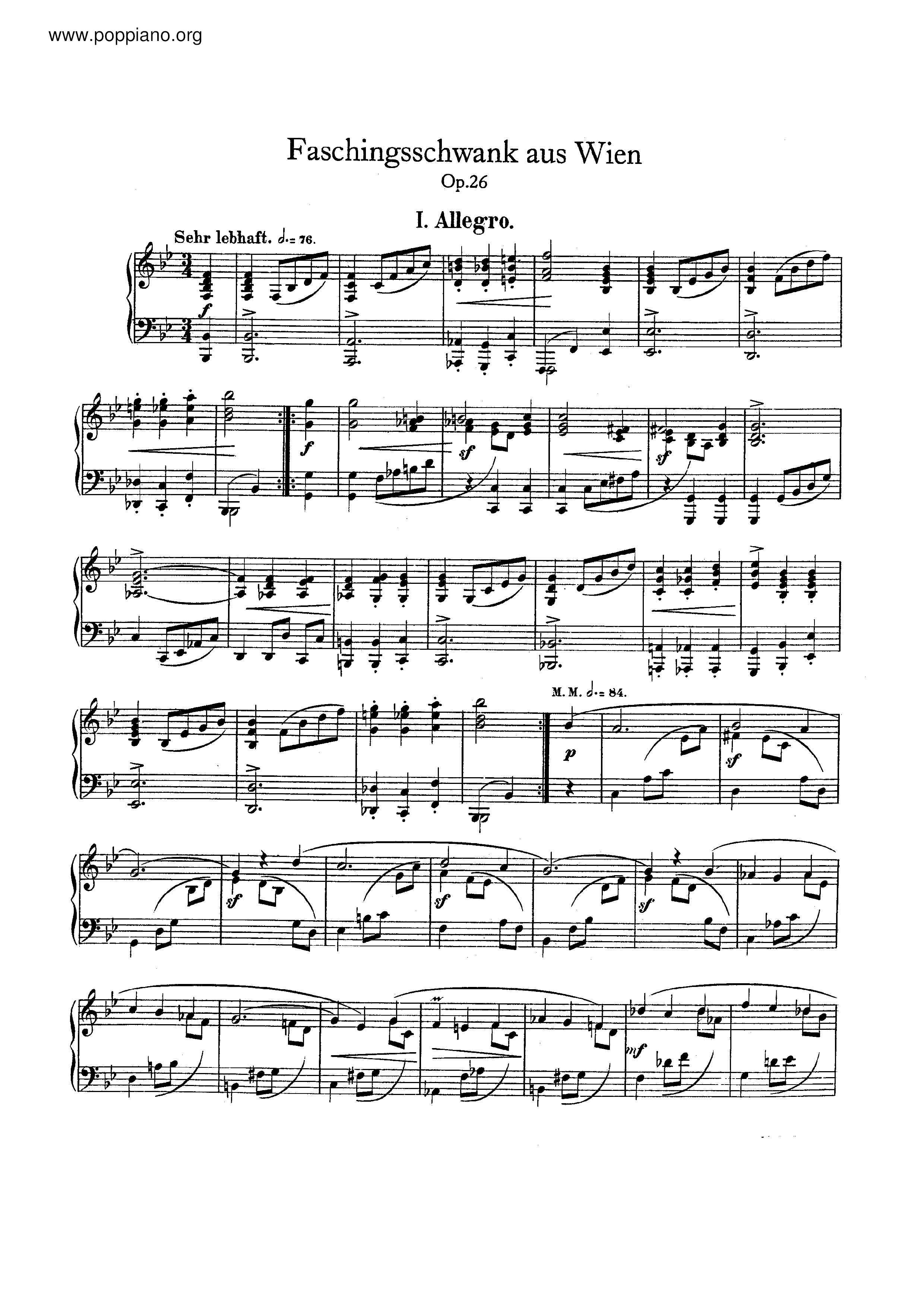 Faschingsschwank aus Wien, Op.26琴譜