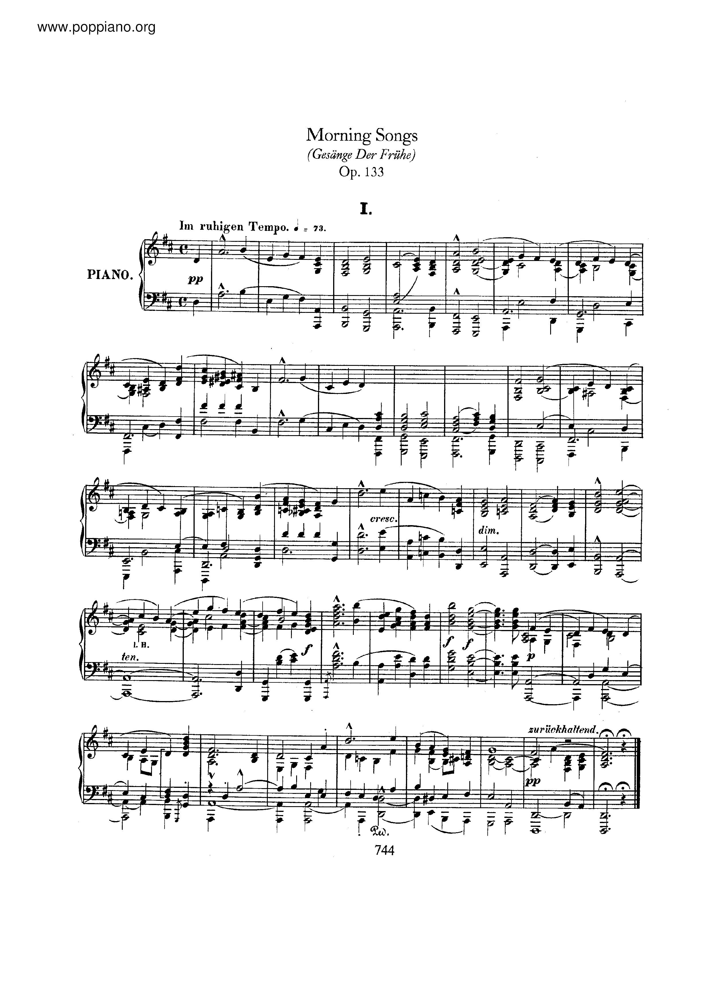 Gesange der Fruhe, Op.133 Score