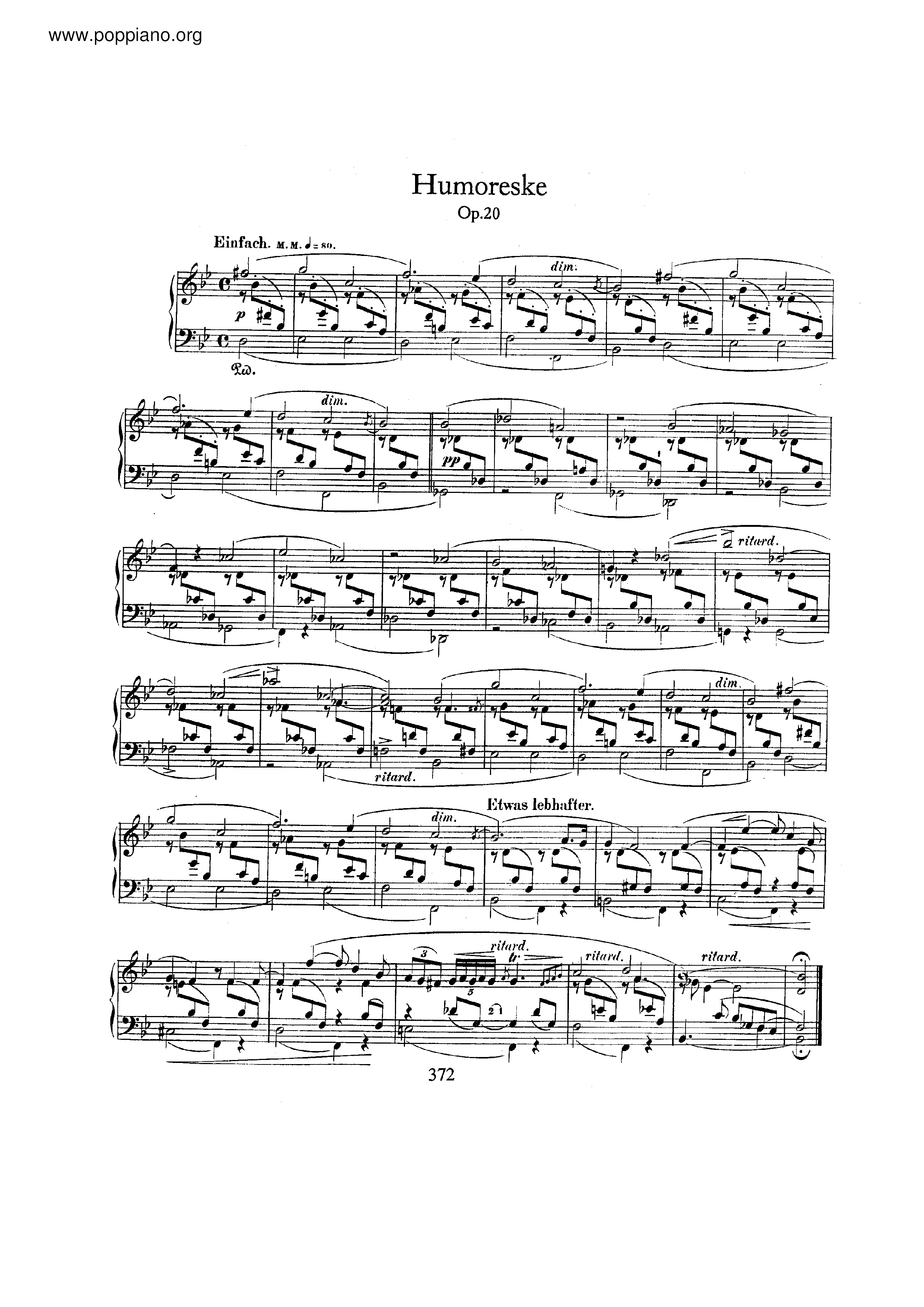 Humoreske, Op.20琴谱