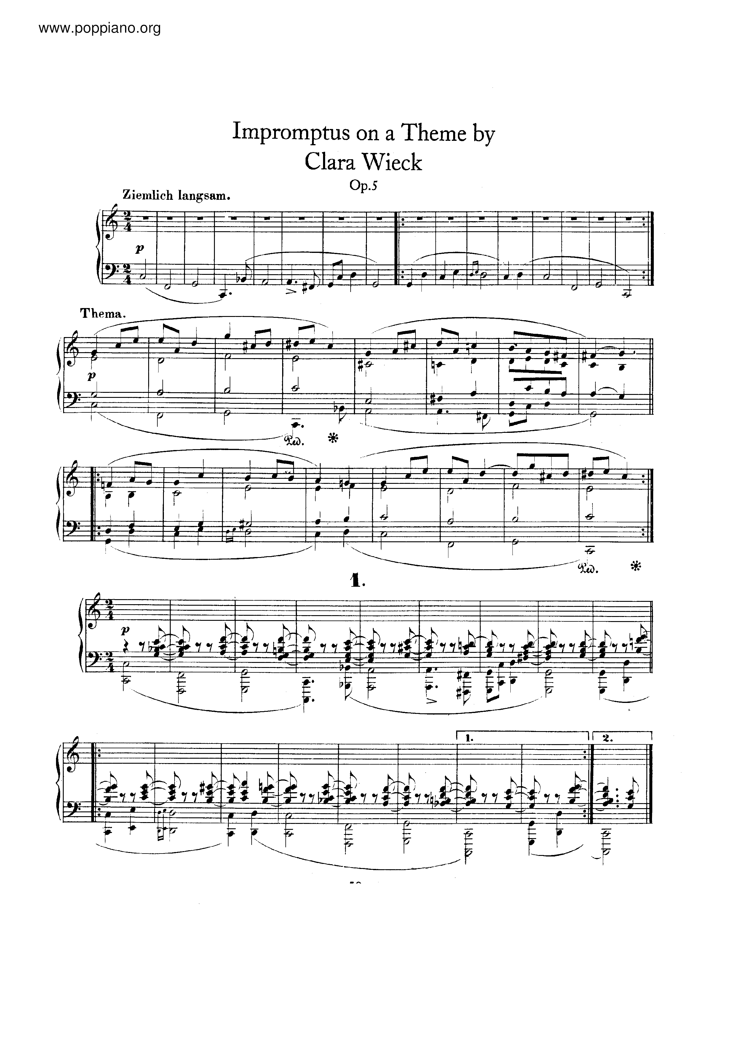 Impromptus, Op.5 Score