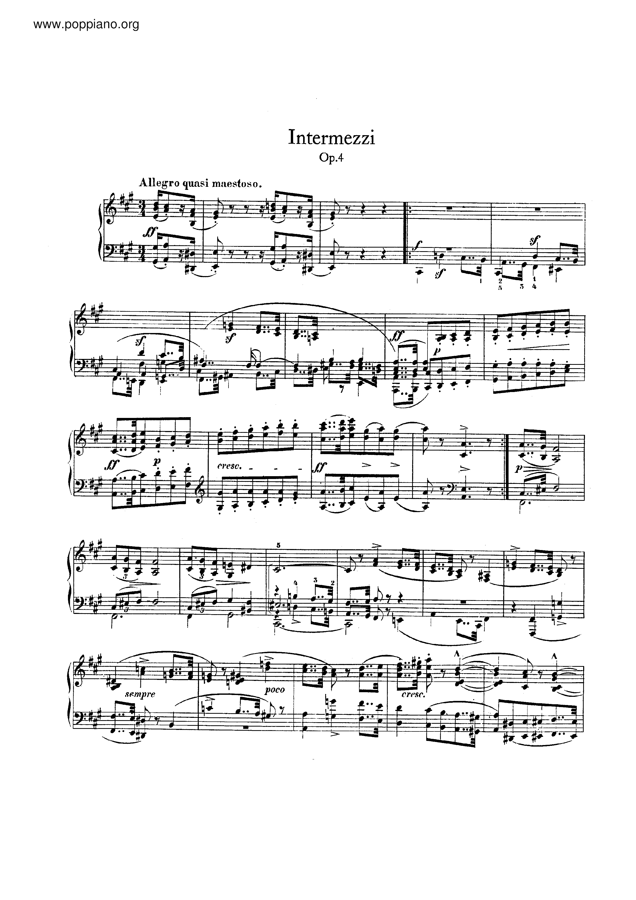 Intermezzi, Op.4ピアノ譜