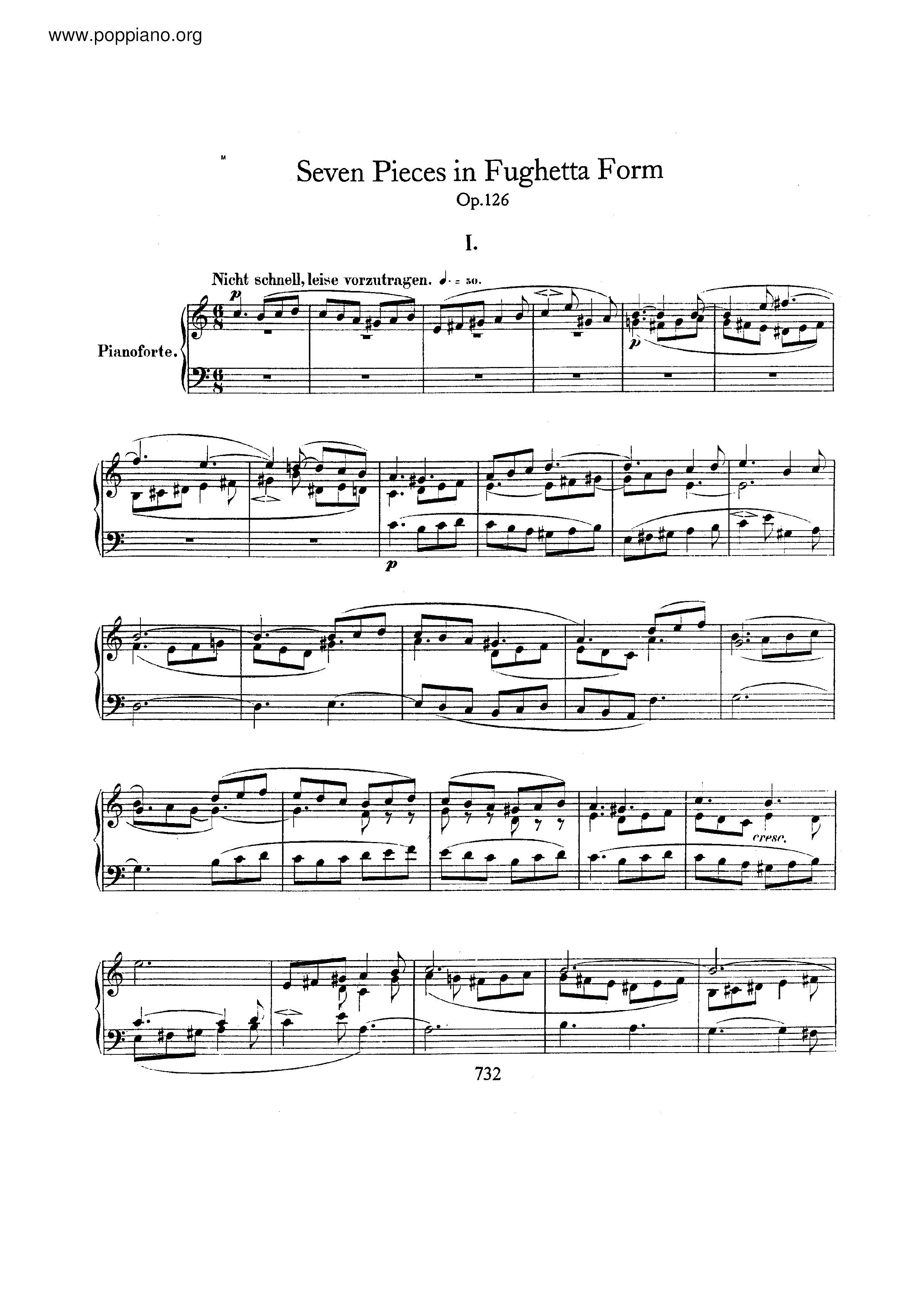 7 Klavierstucke in Fughettenform, Op.126 Score