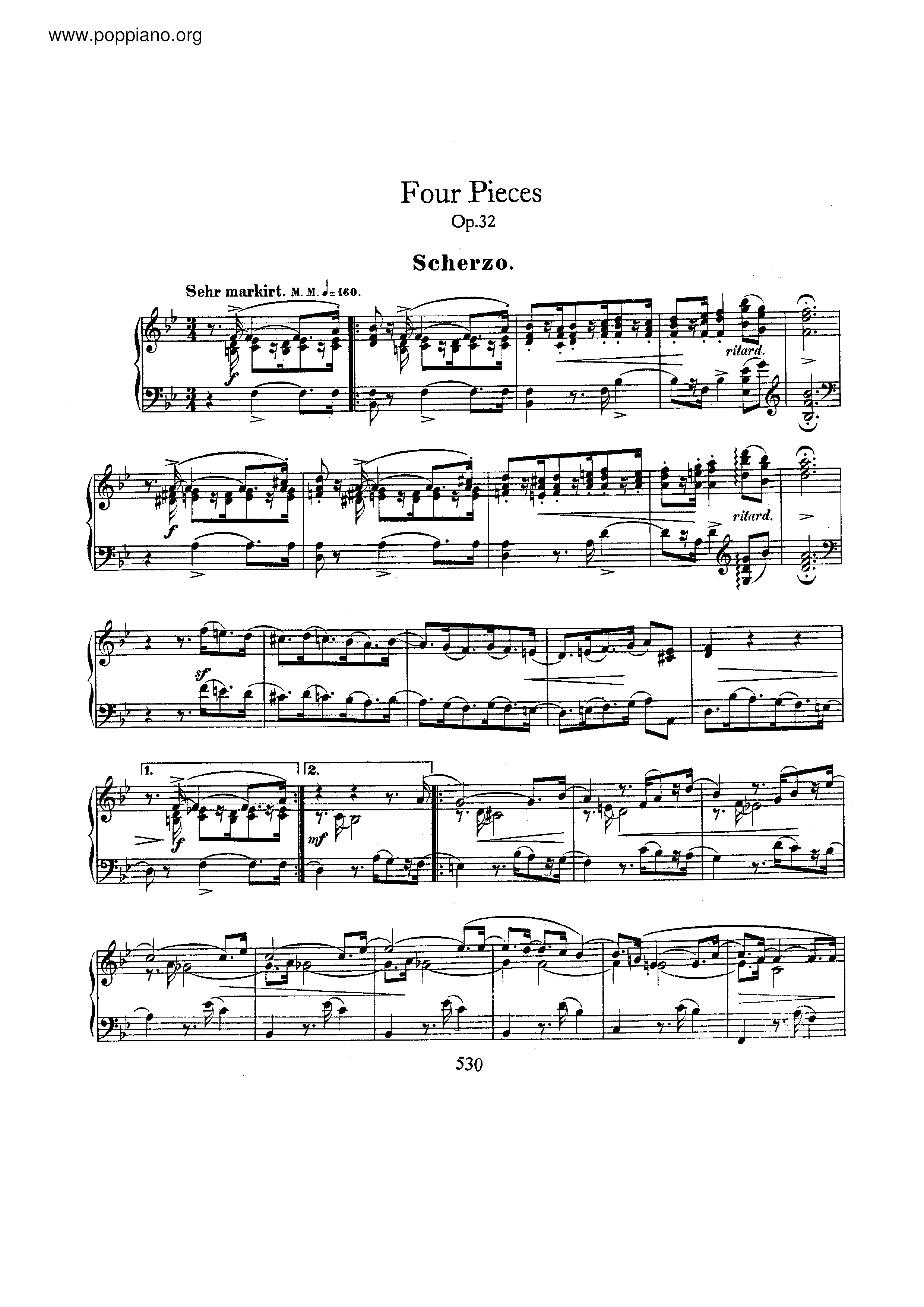 4 Klavierstucke, Op.32 Score