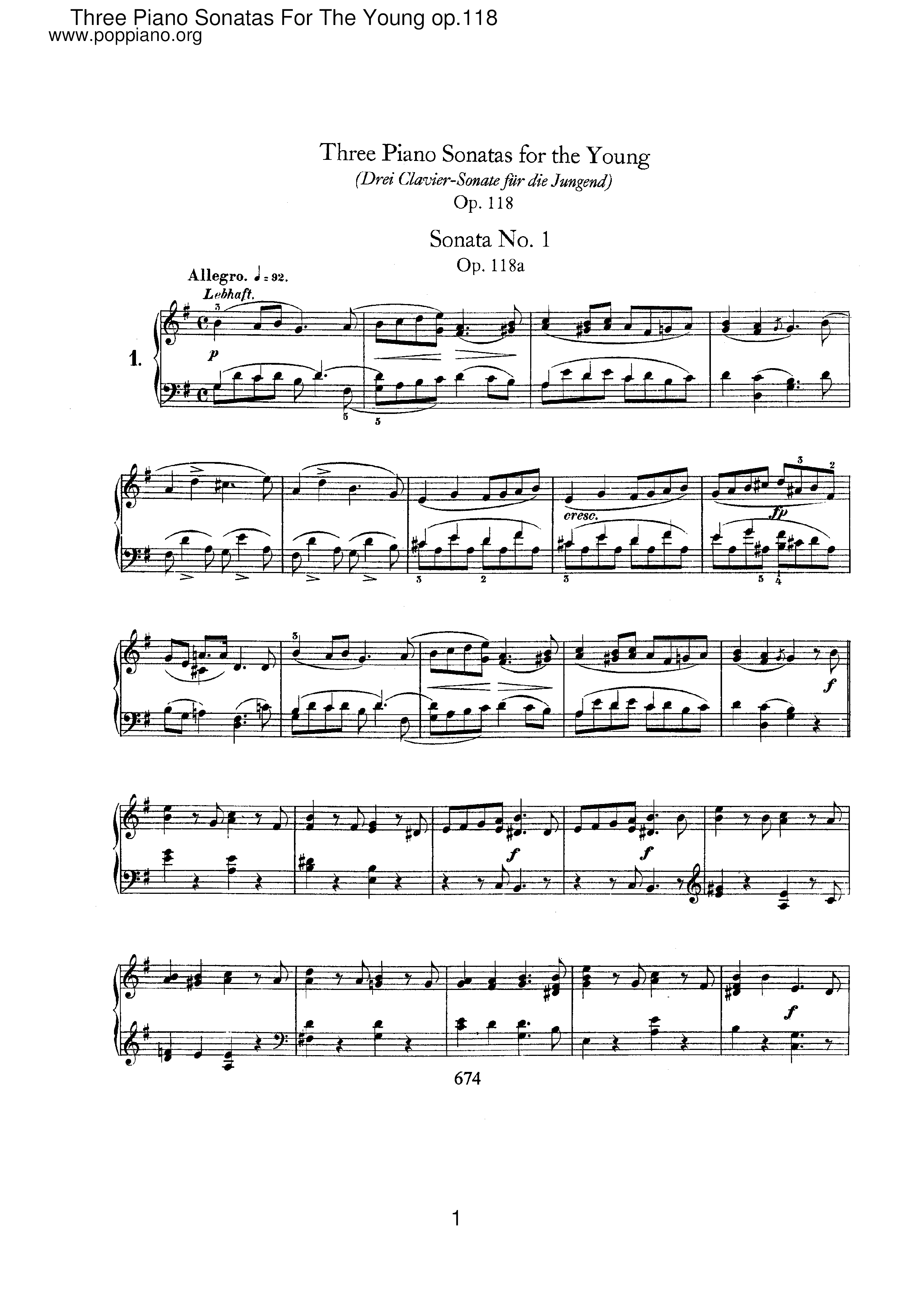 3 Piano Sonatas for the Young, Op.118 Score