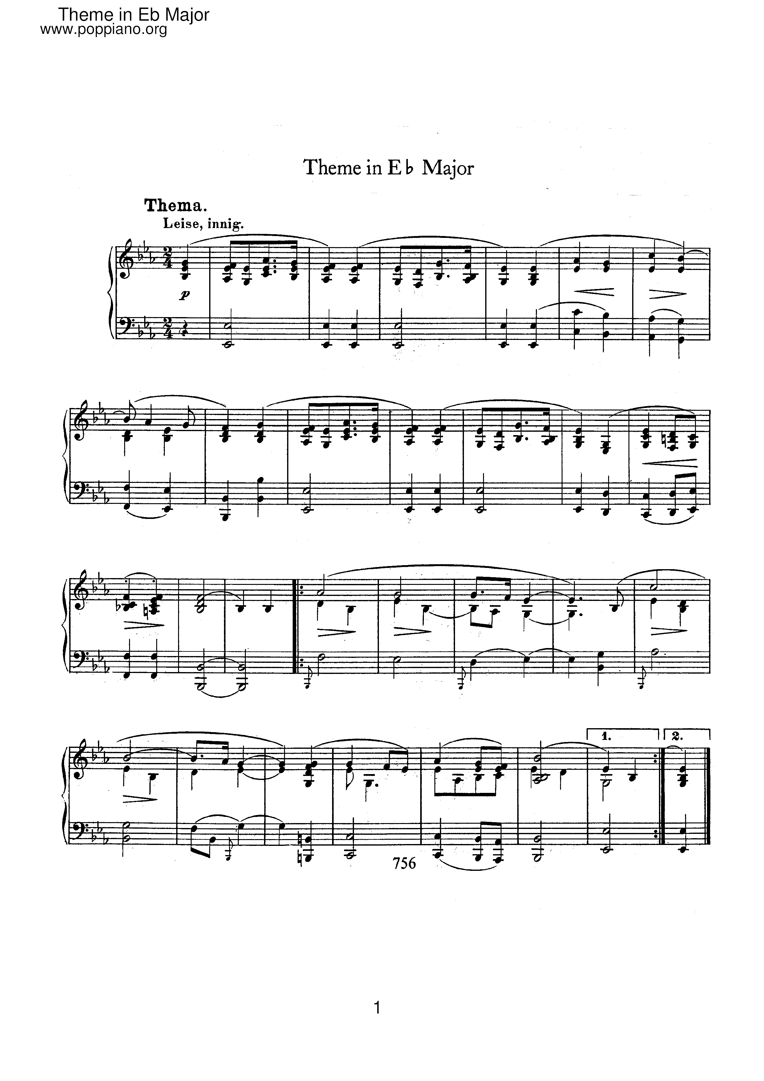 Theme in Es major Score