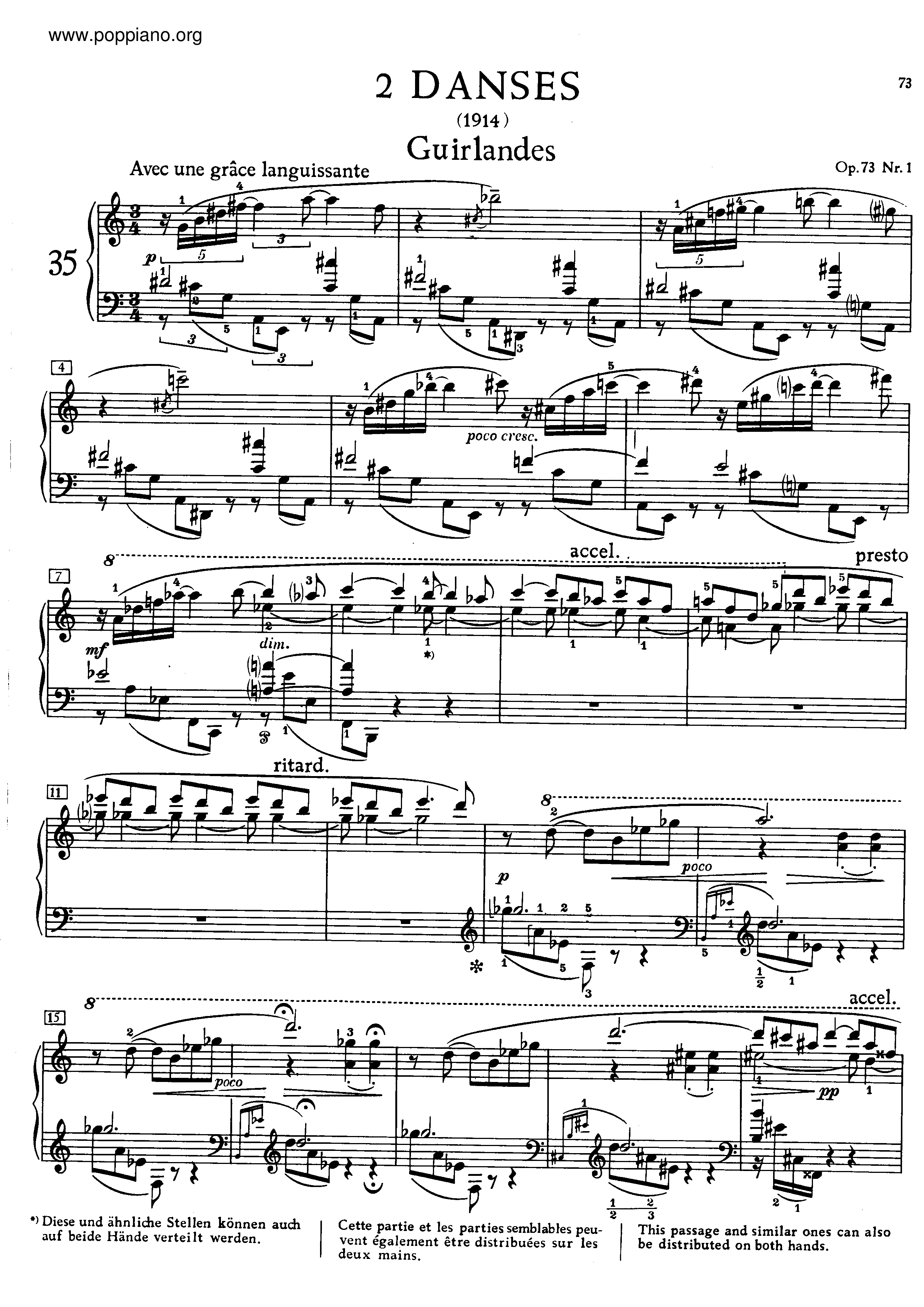 2 Danses, Op.73琴譜