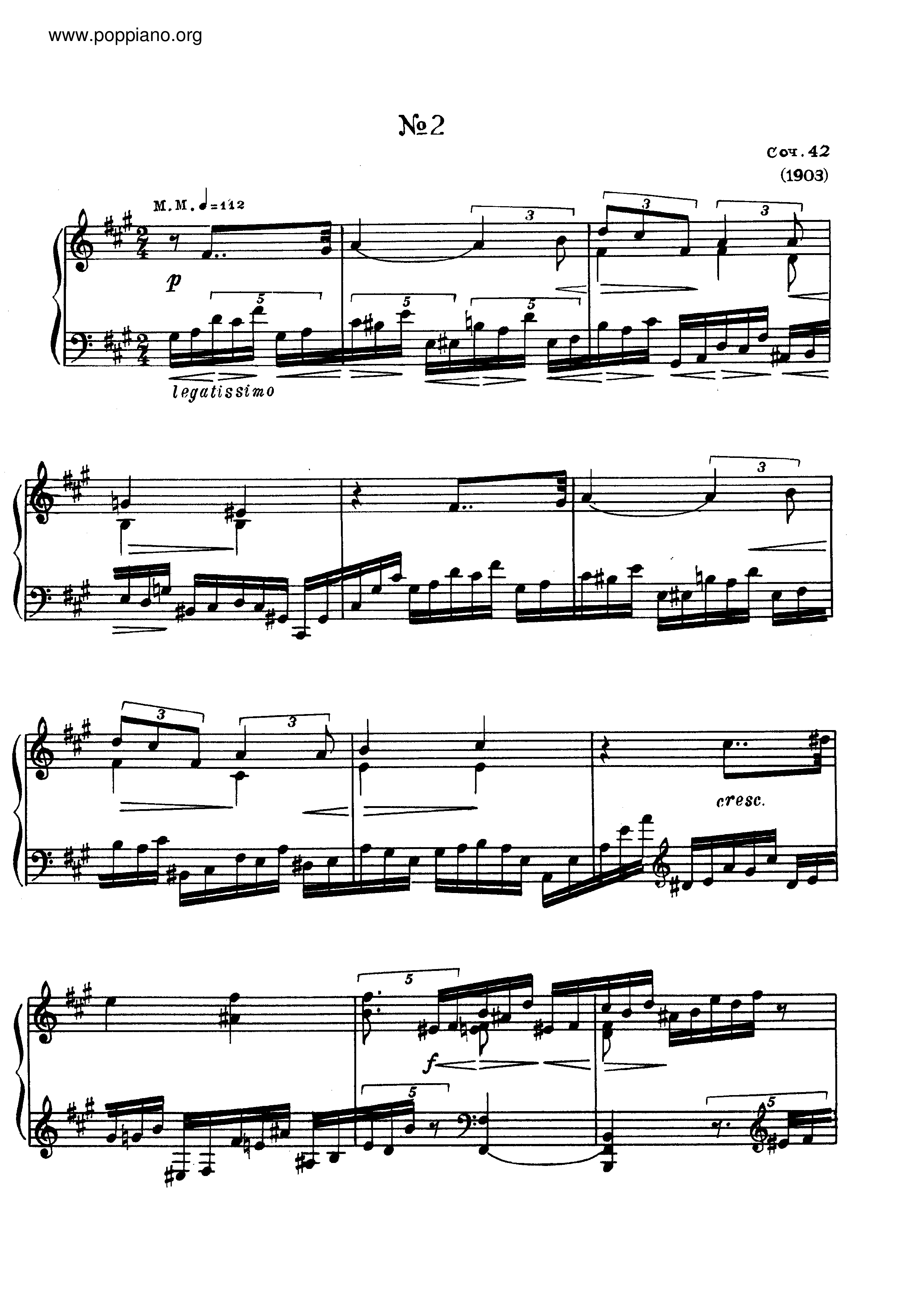 No.2 Etude in F sharp minor, Op.42 Score