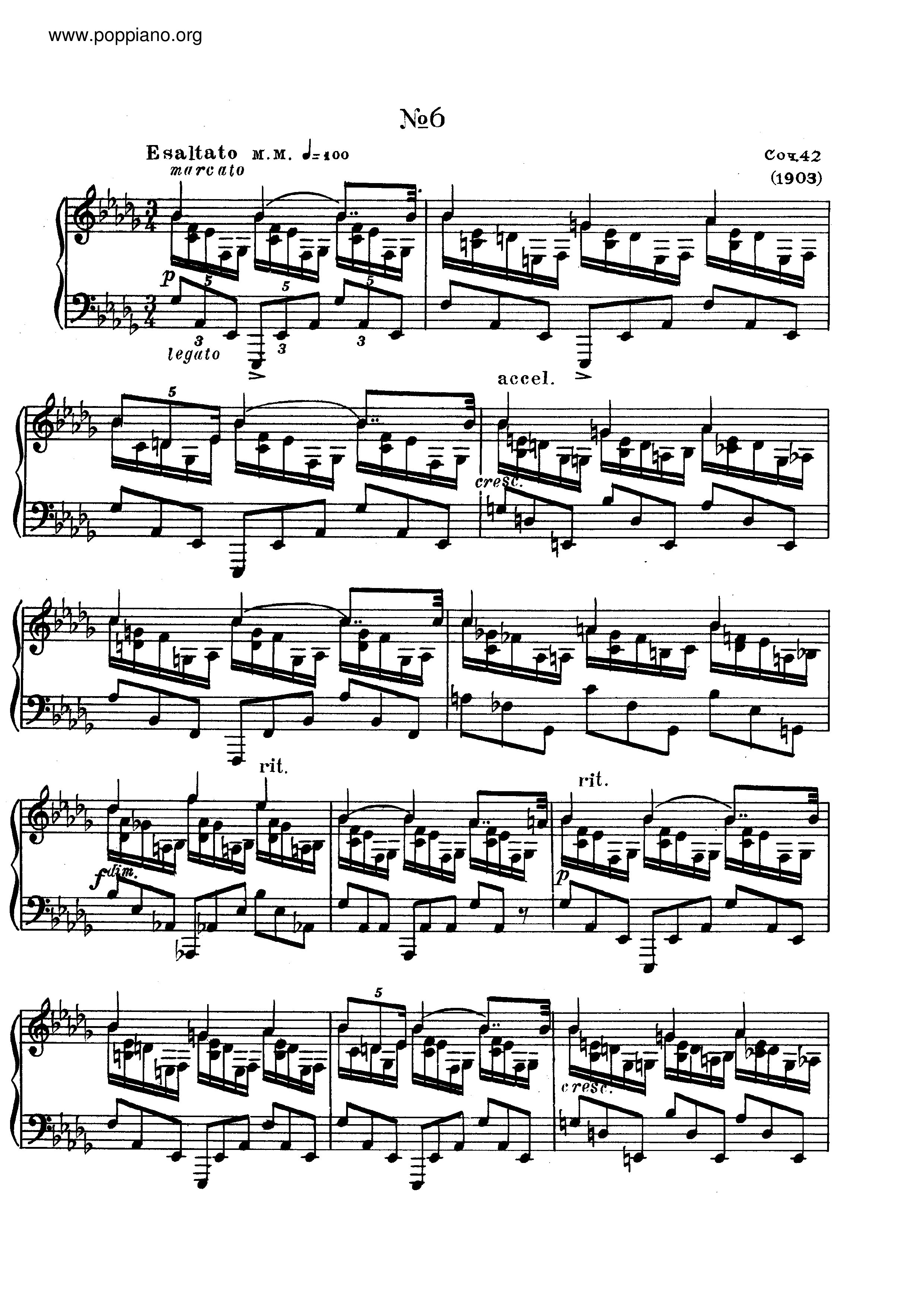 No.6 Etude in D flat major, Op.42琴谱