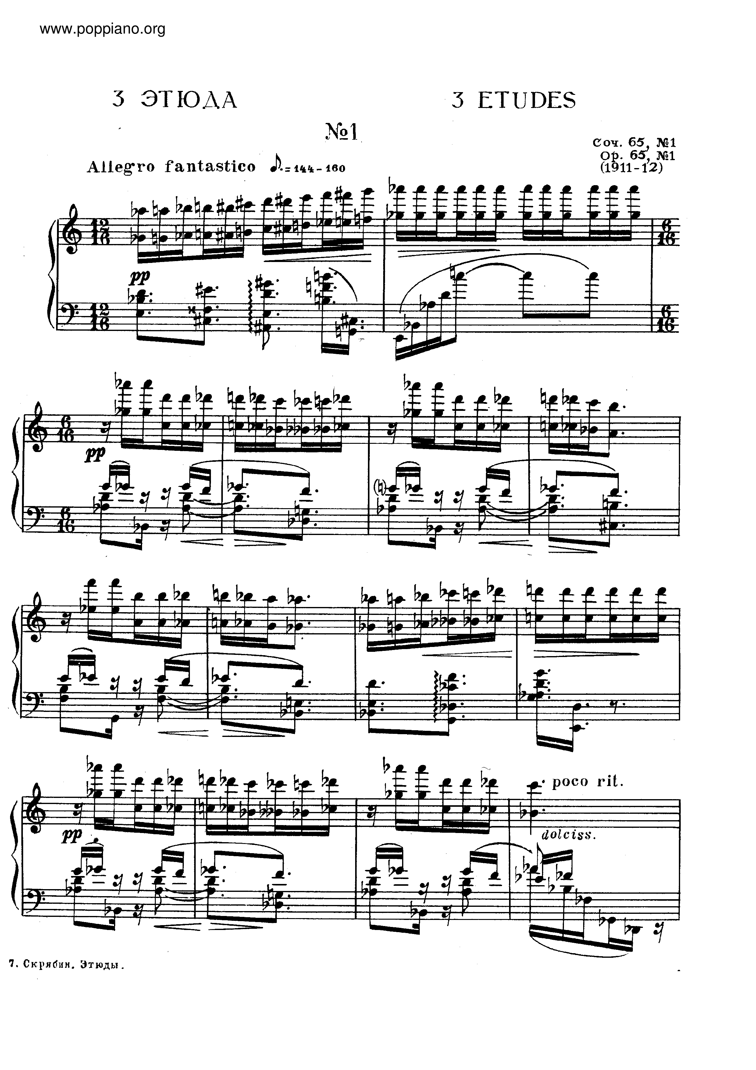 Etude No.1, Op.65 Score