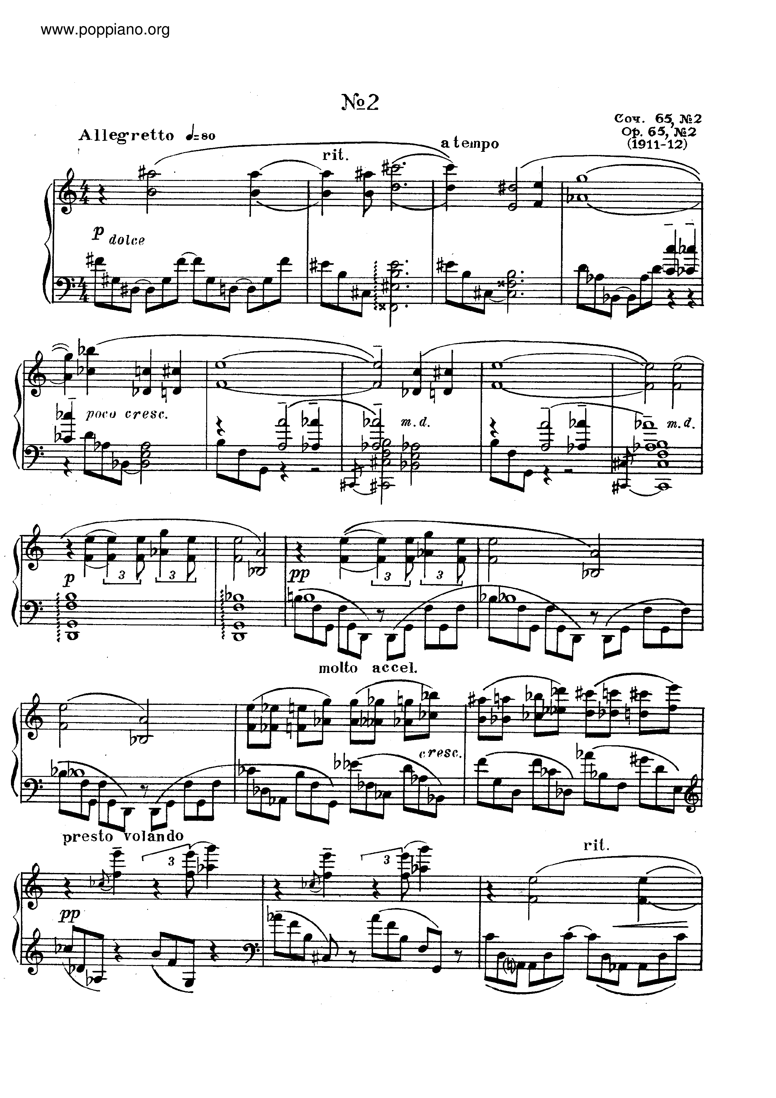 Etude No.2, Op.65 Score