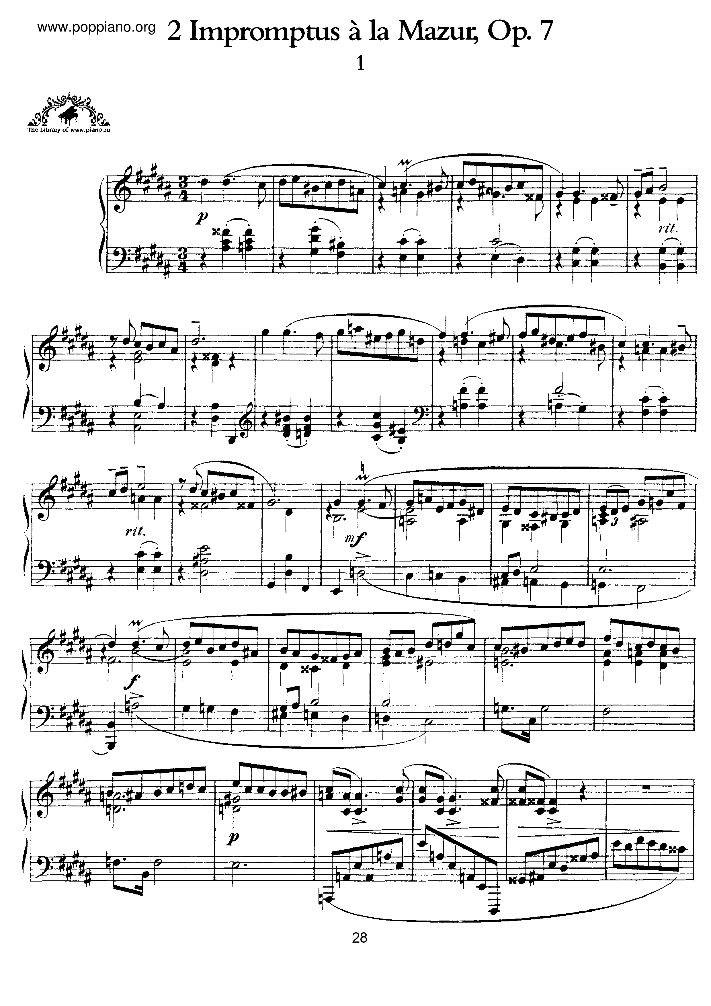 2 Impromptus a la Mazur, Op.7ピアノ譜