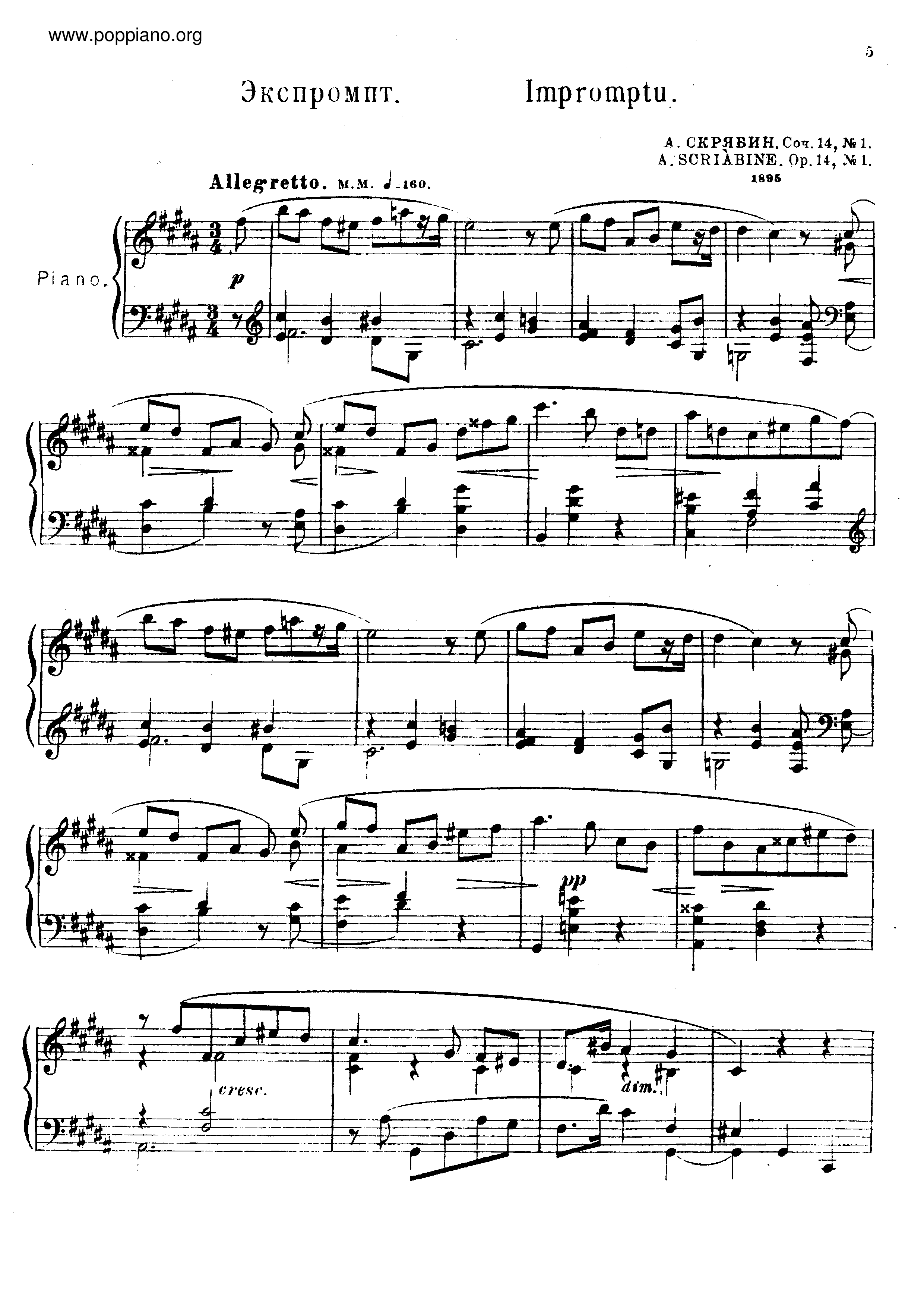 2 Impromptus, Op.14 Score