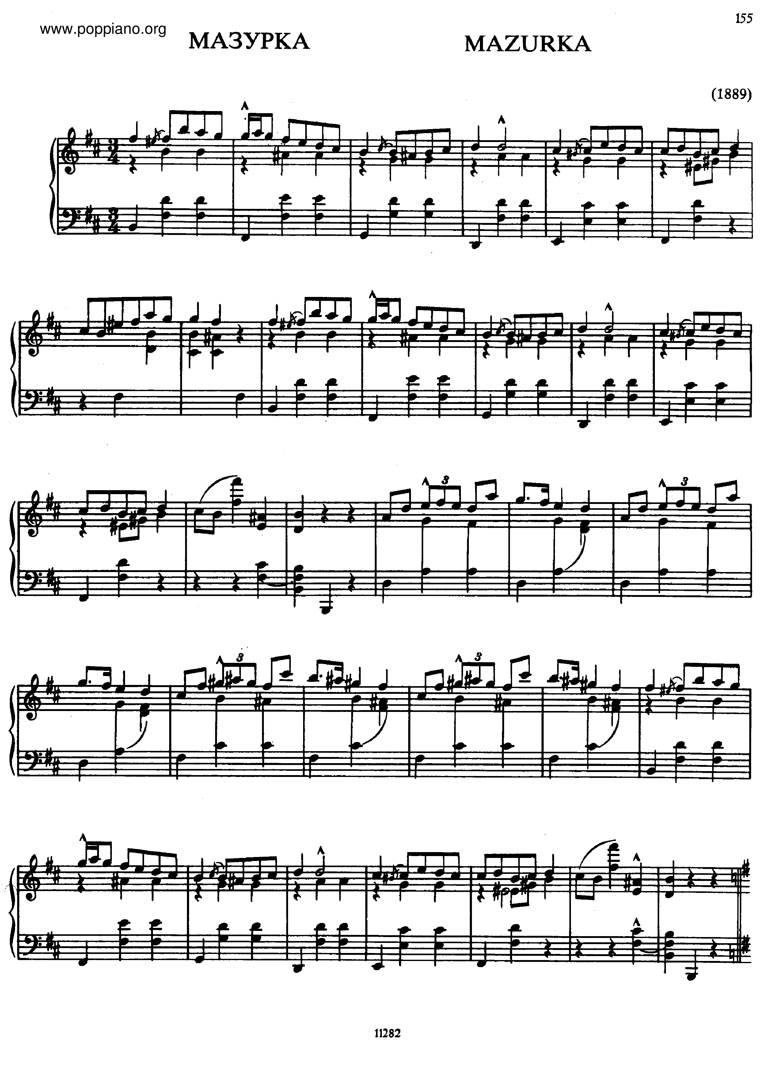 Mazurka in B minor Score