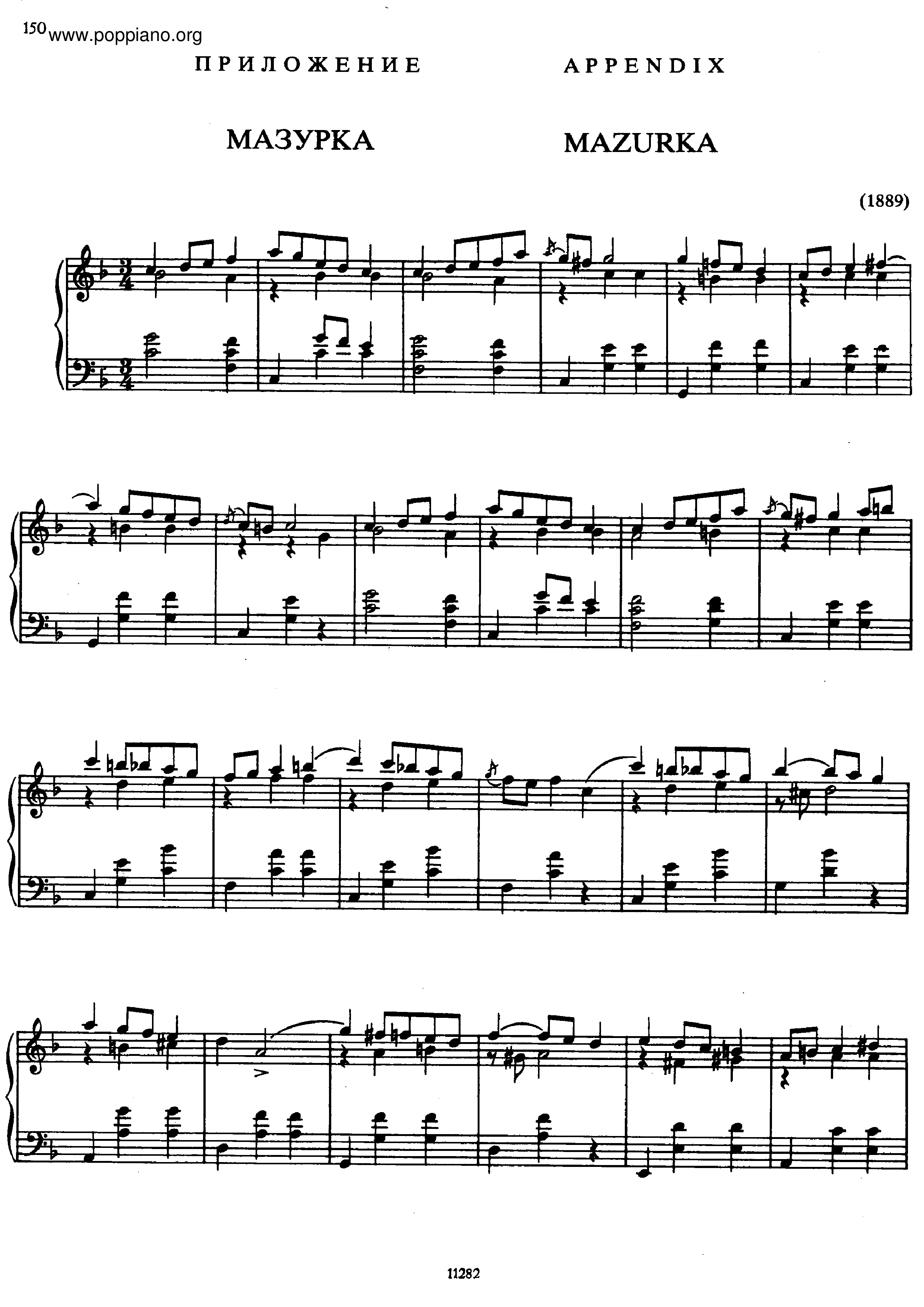 Mazurka in F Major Score