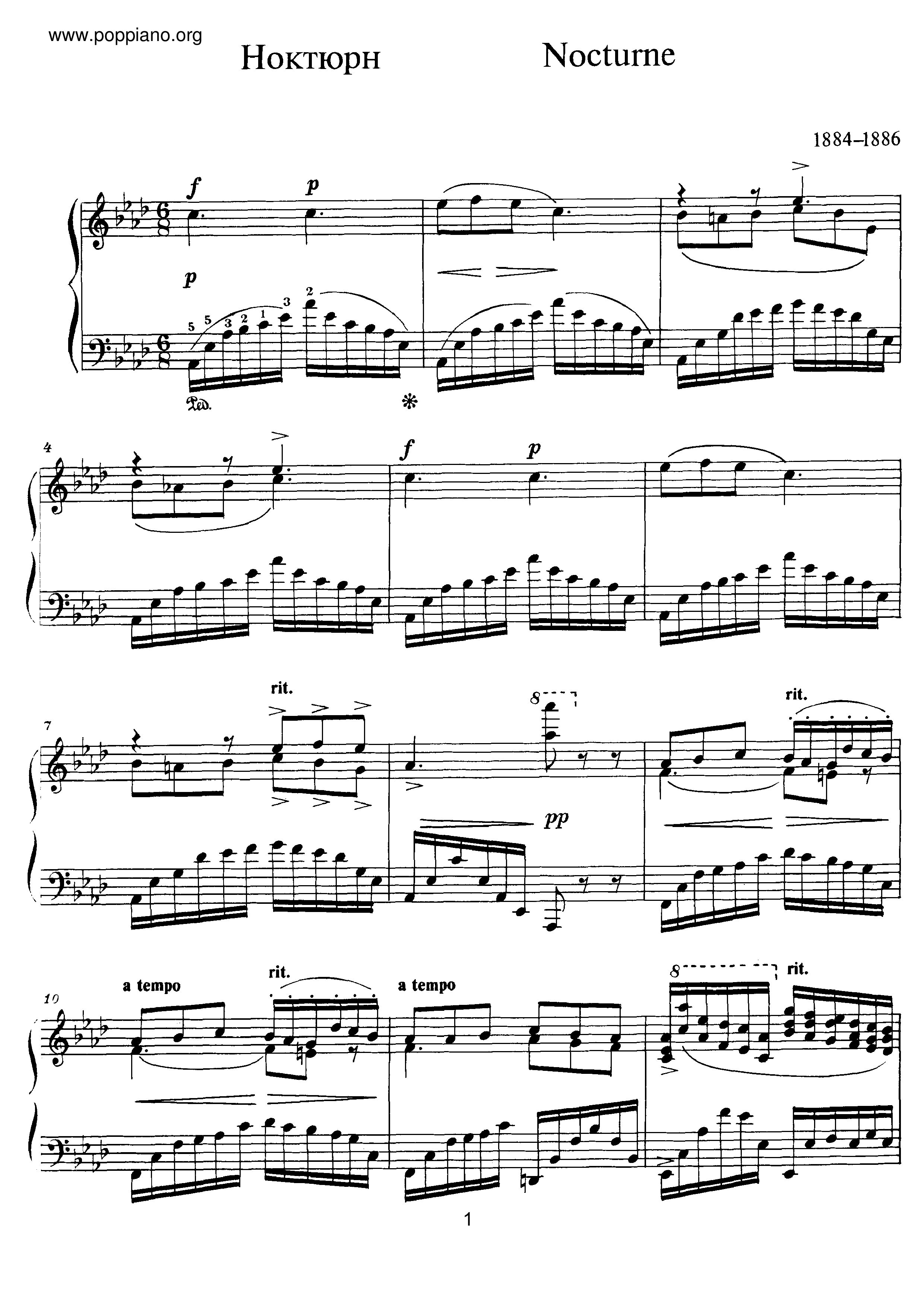 Nocturne in Ab Major Score