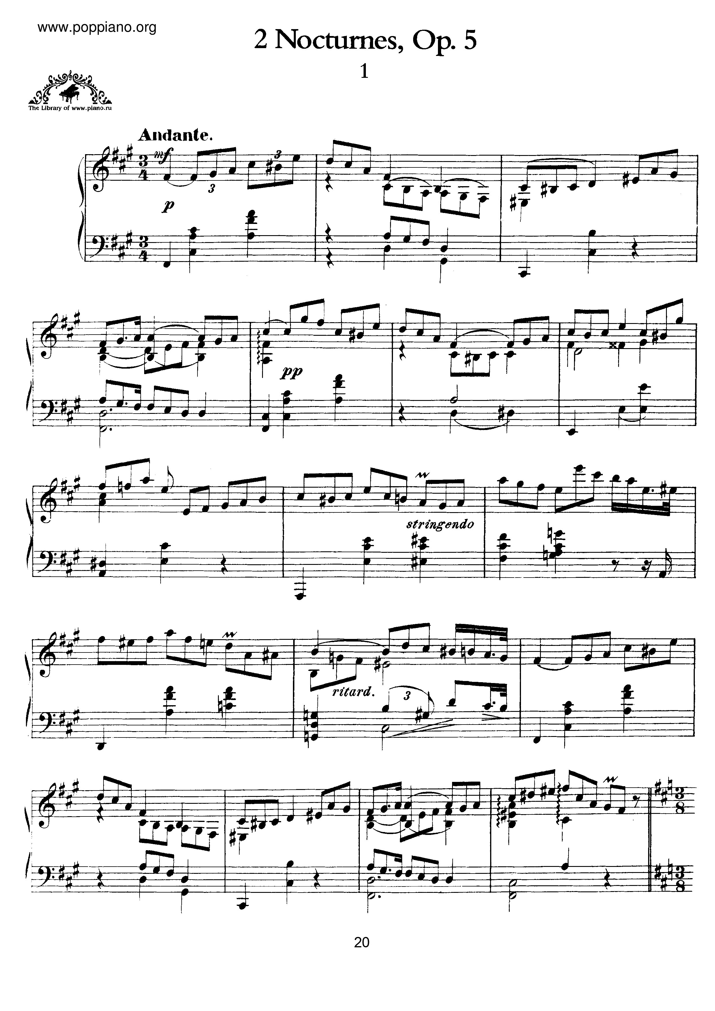 2 Nocturnes, Op.5 Score