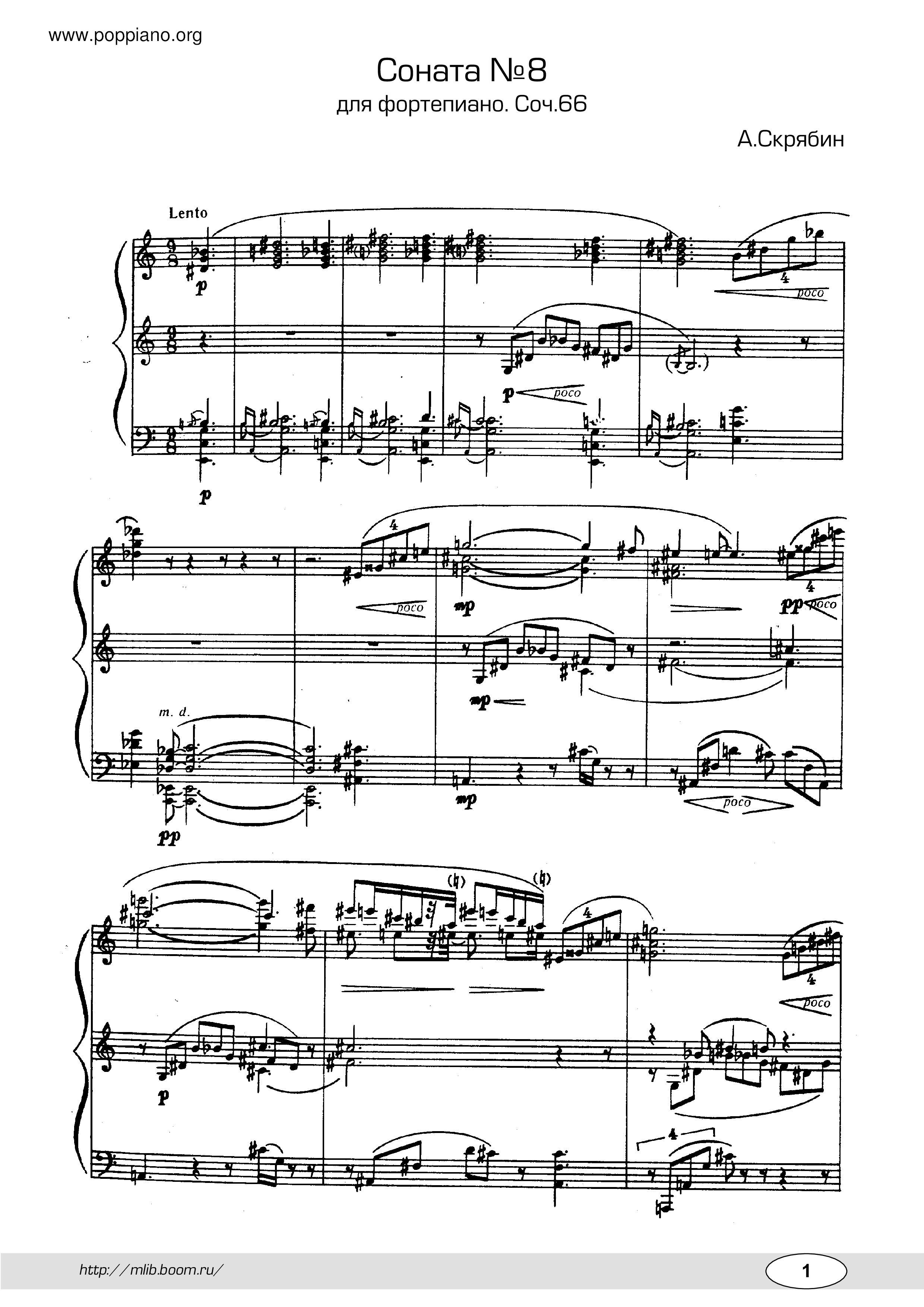 Piano Sonata No.8, Op.66 Score
