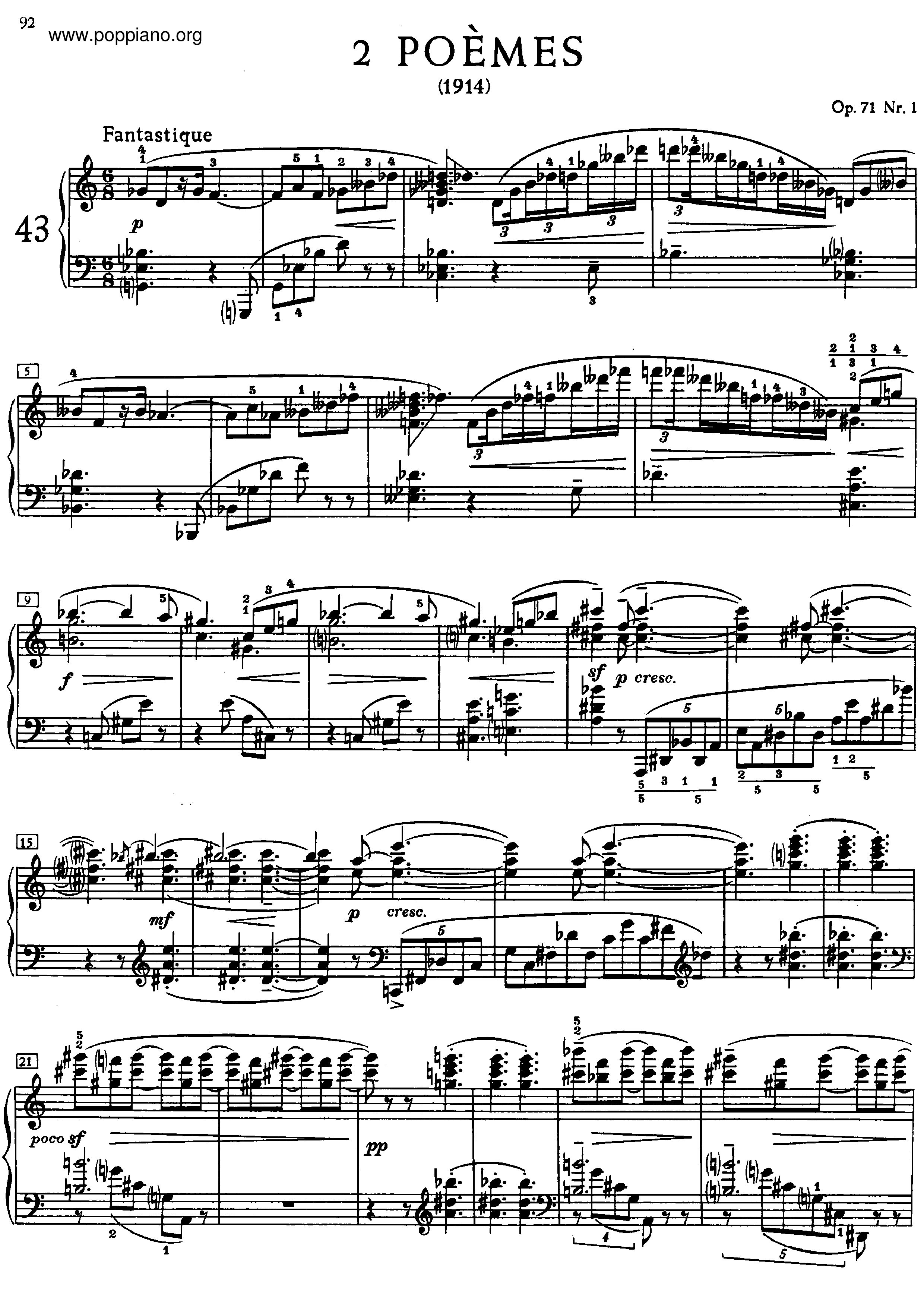 2 Poemes, Op.71ピアノ譜