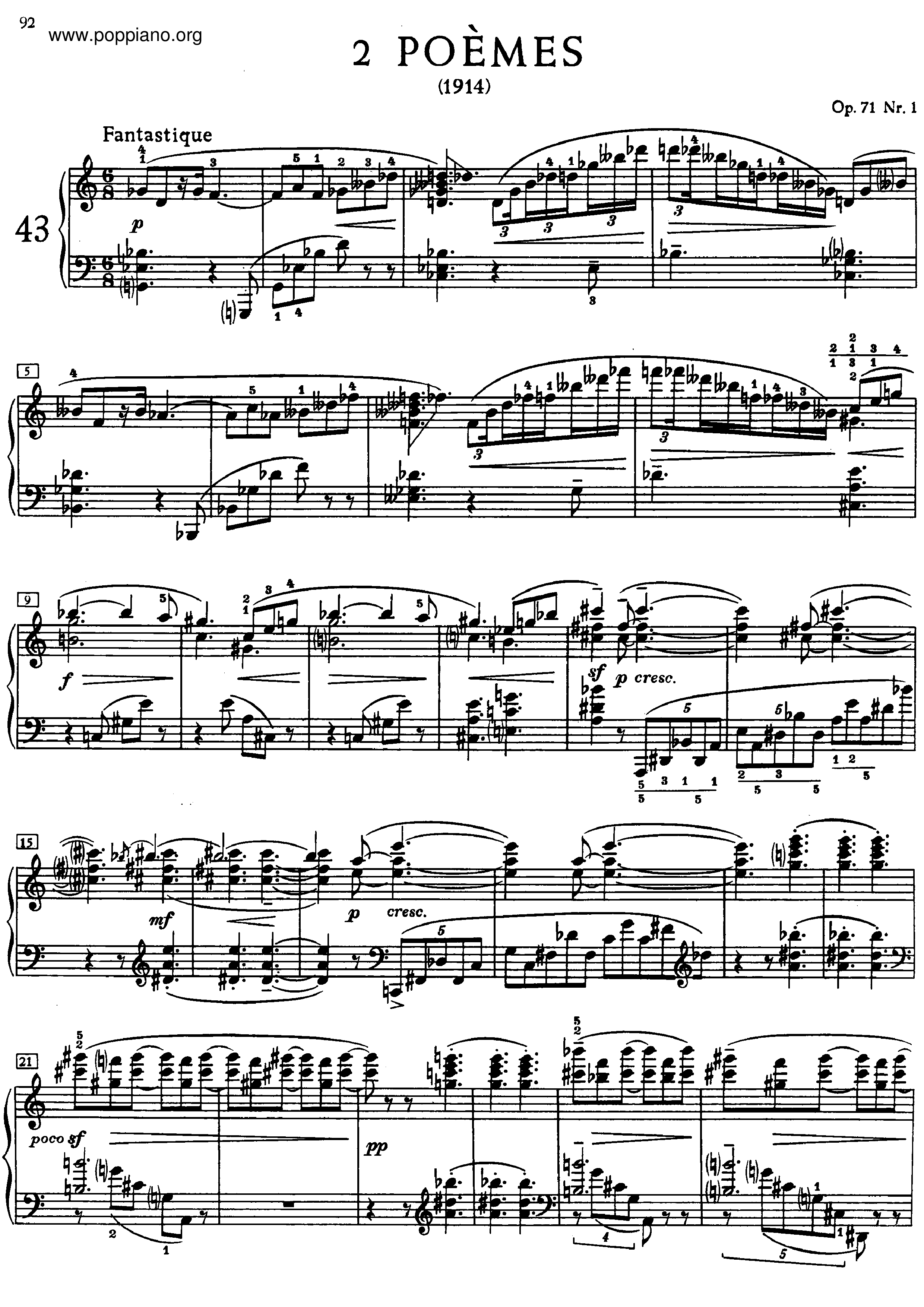 2 Poemes, Op.71 Score