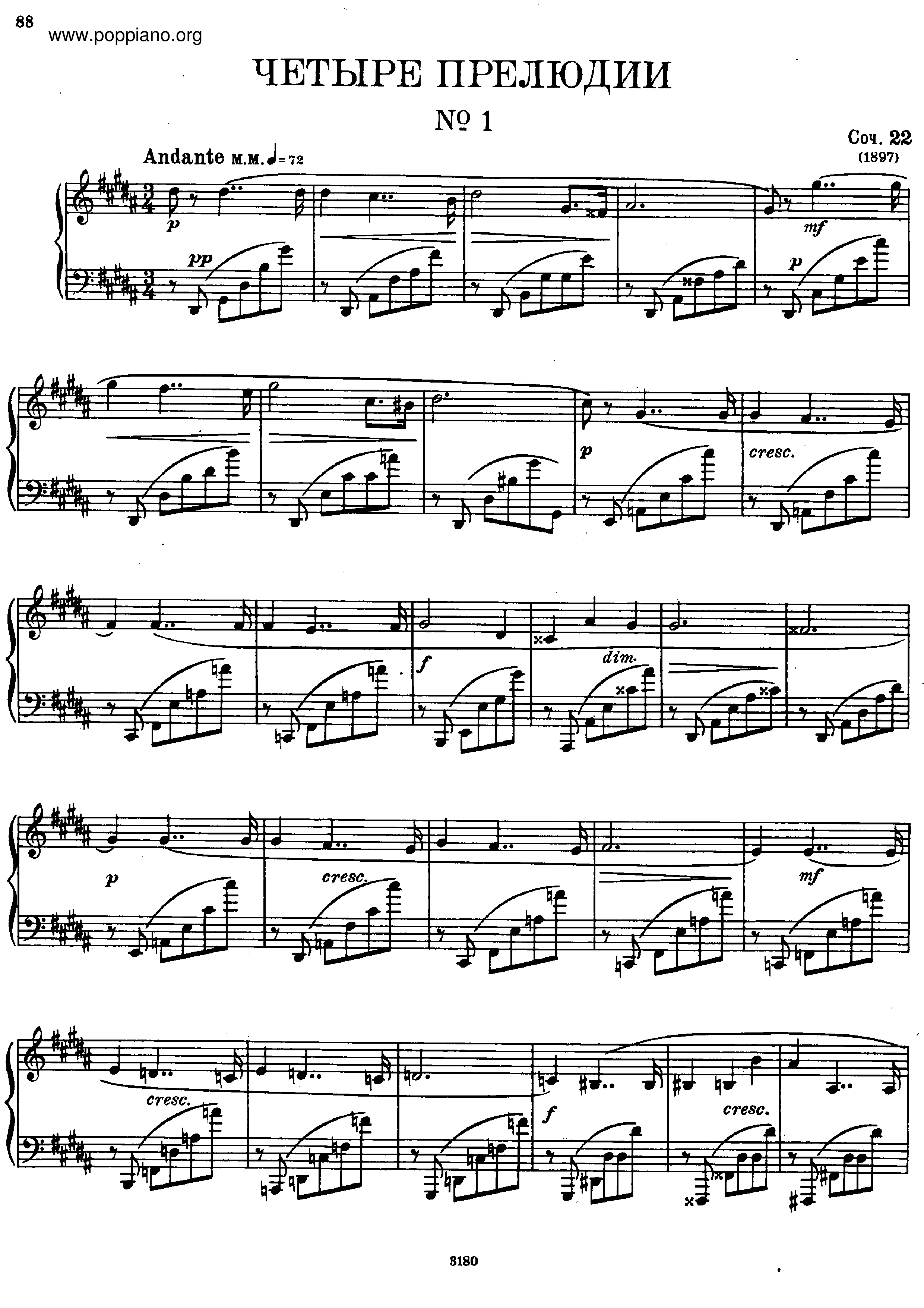 4 Preludes, Op.22ピアノ譜