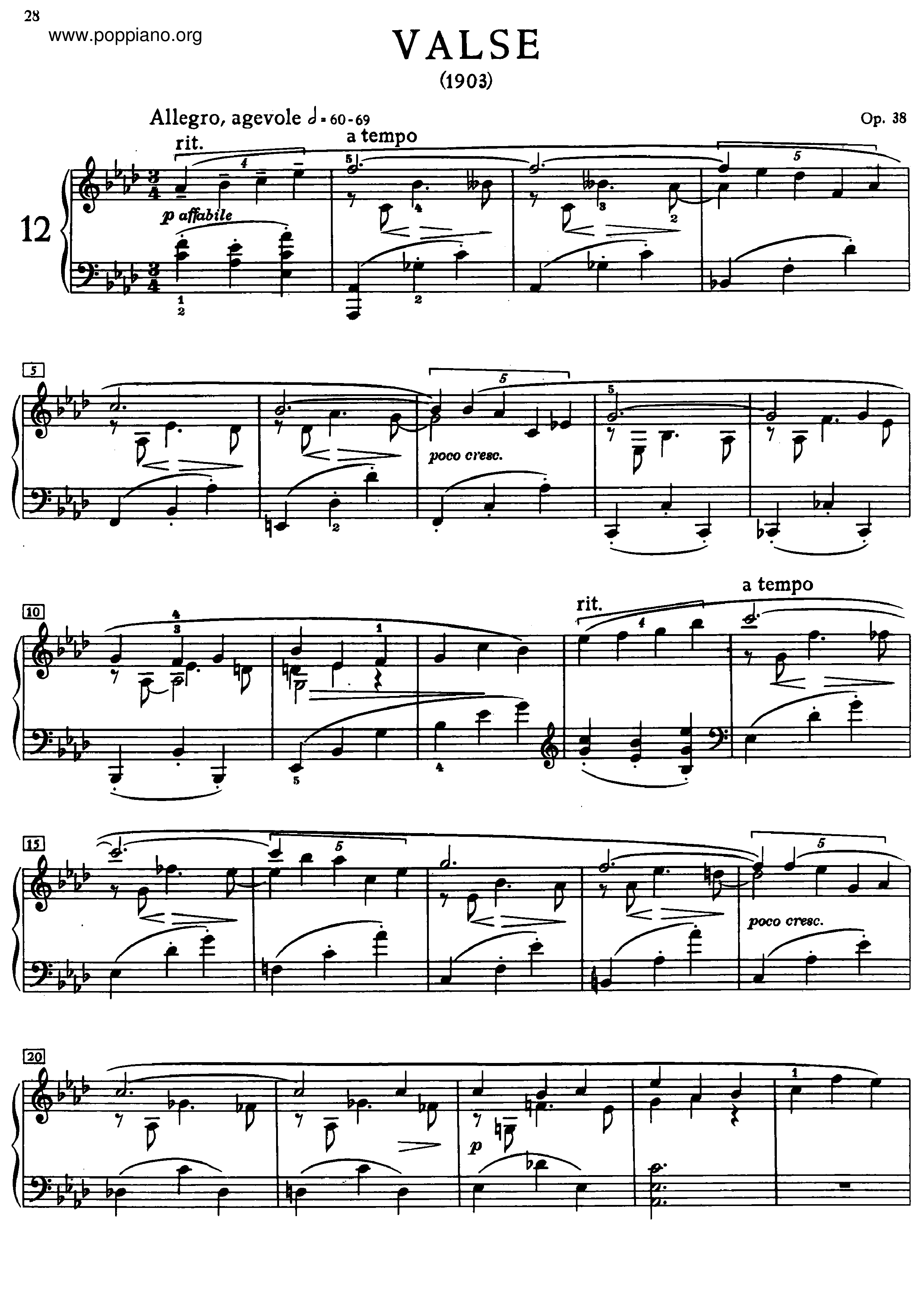 Valse, Op.38ピアノ譜