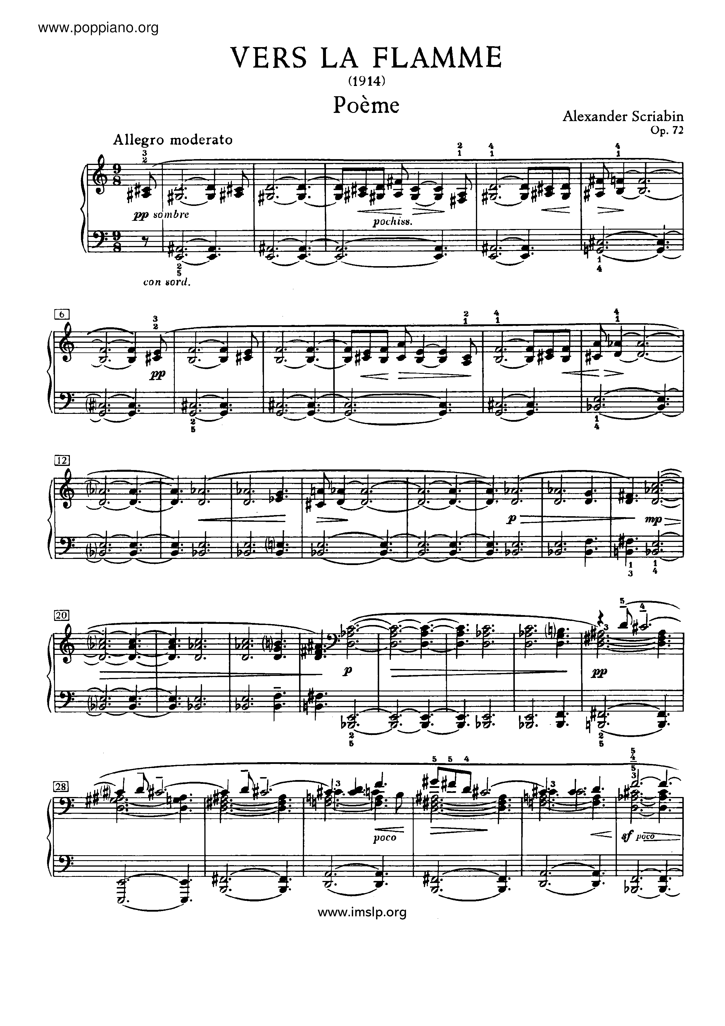Vers la Flamme, Op. 72 Score