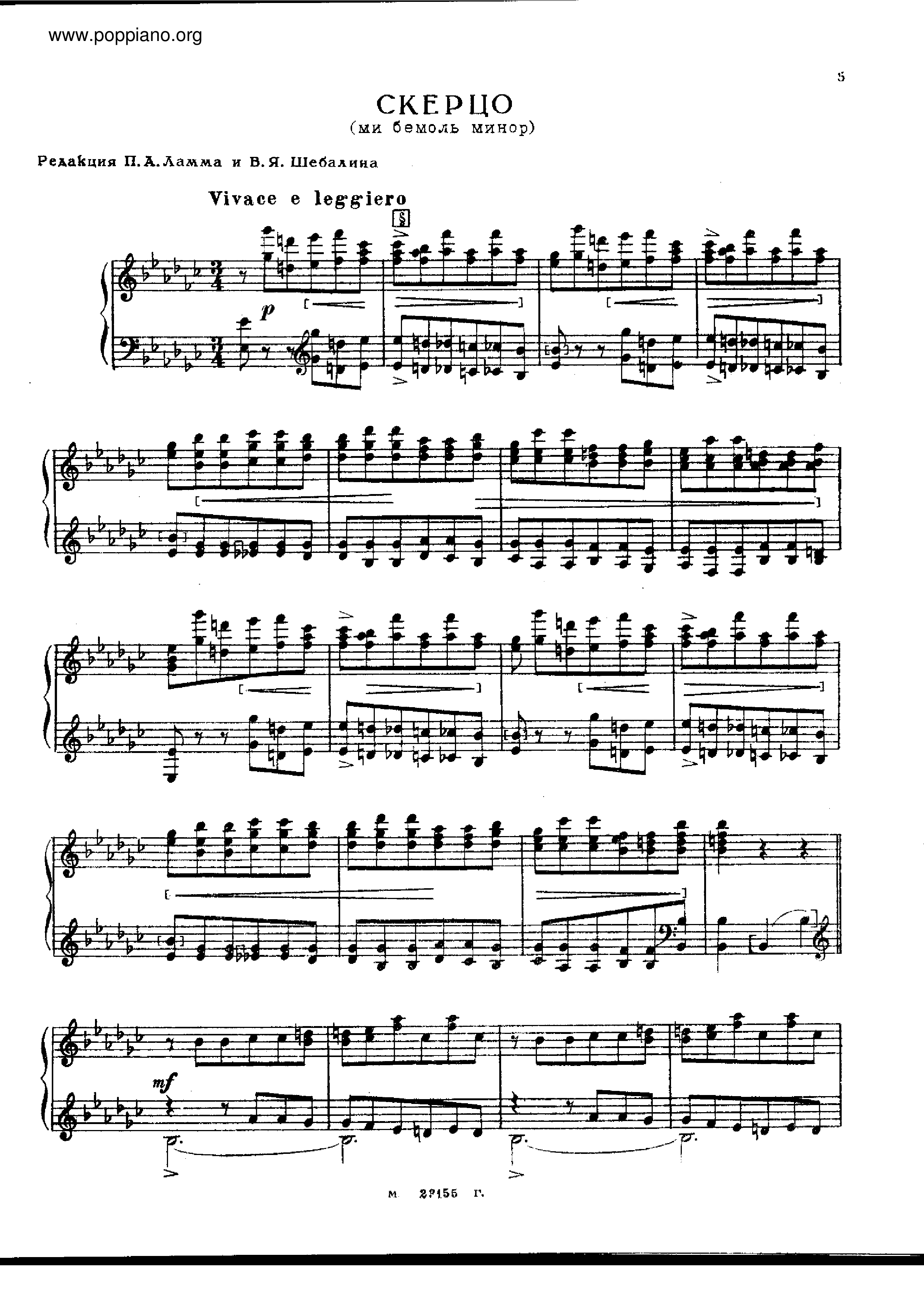 Scherzo in Eb minor琴谱