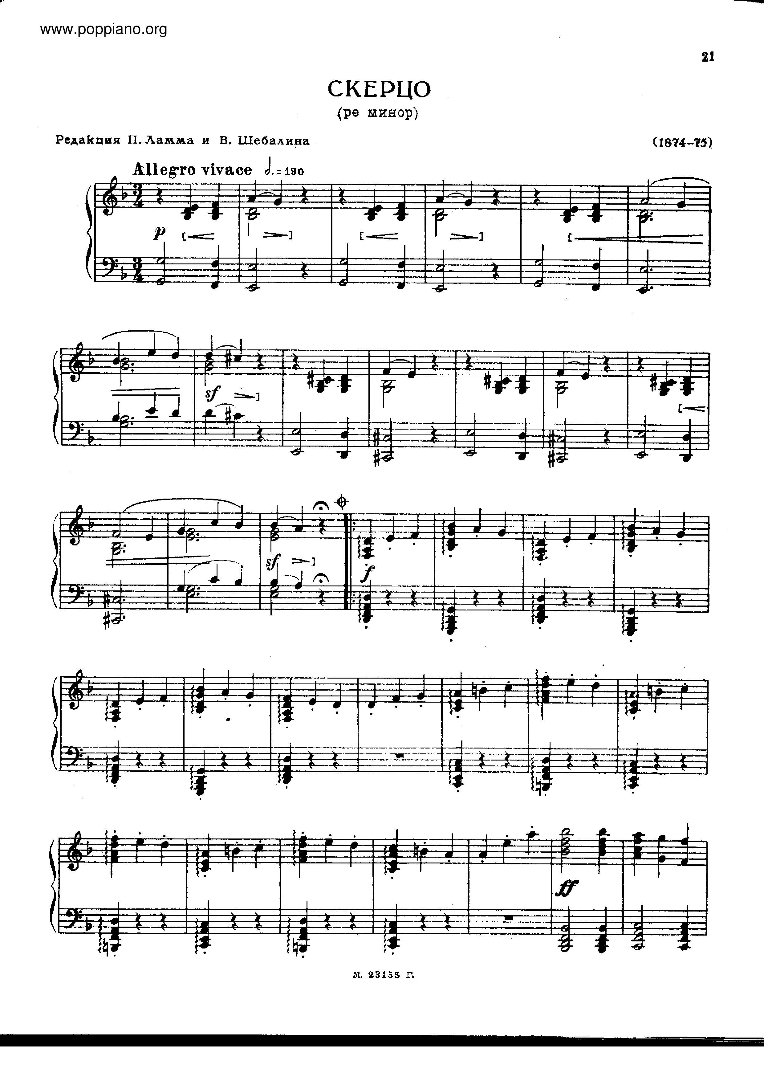 No.4 in D minor Score