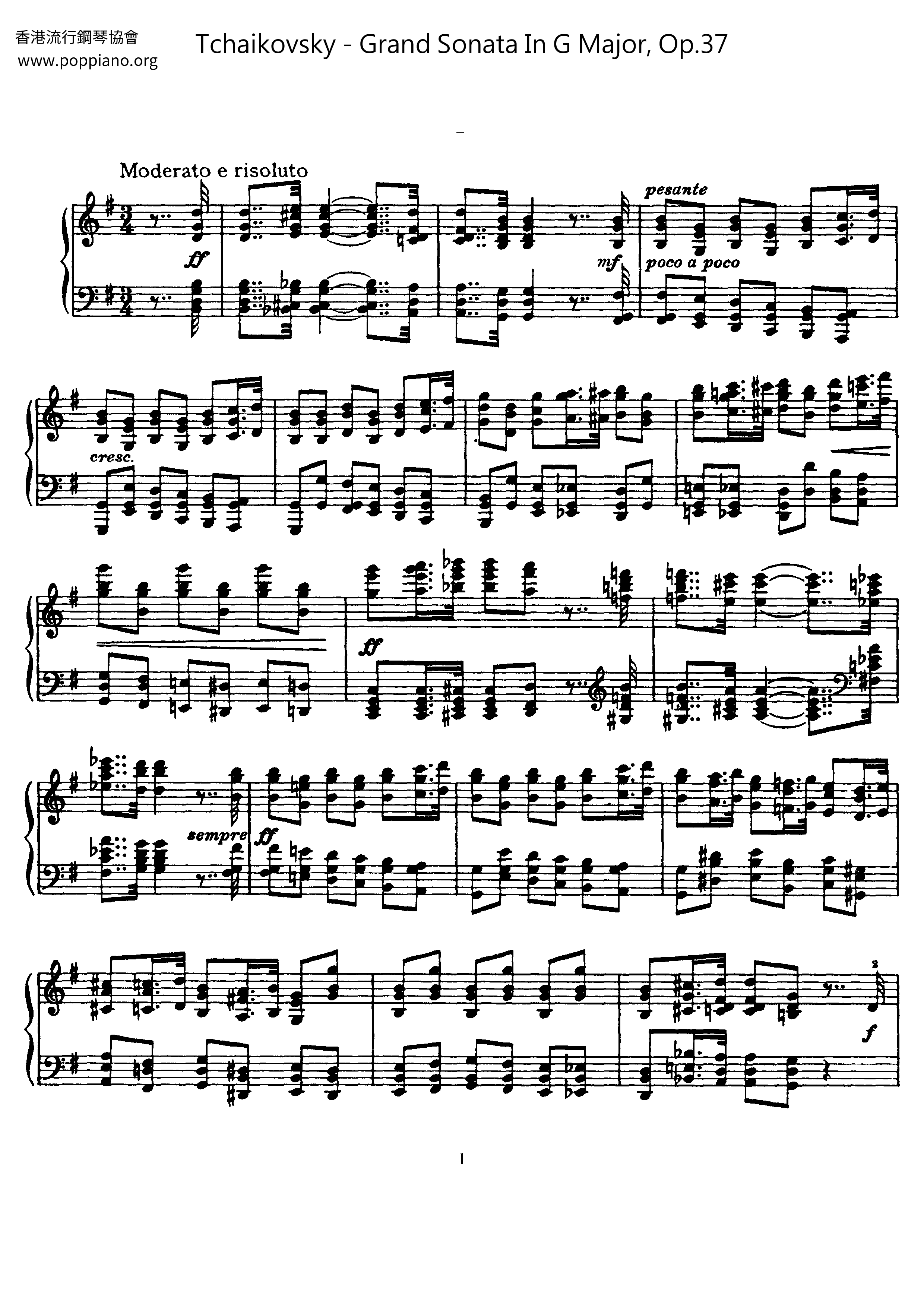 Grand Sonata in G Major, Op.37琴譜