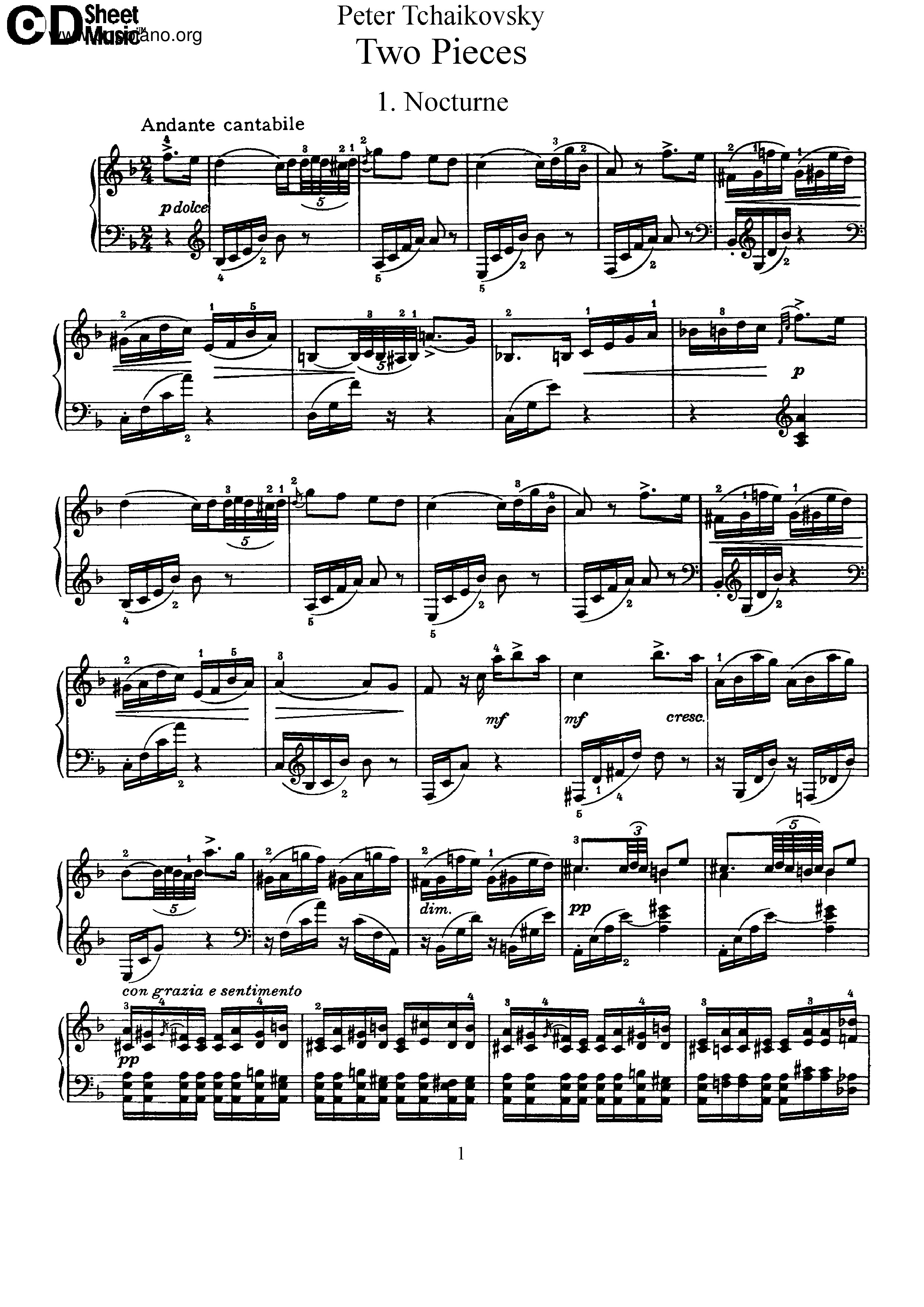 2 Pieces, Op.10 Score