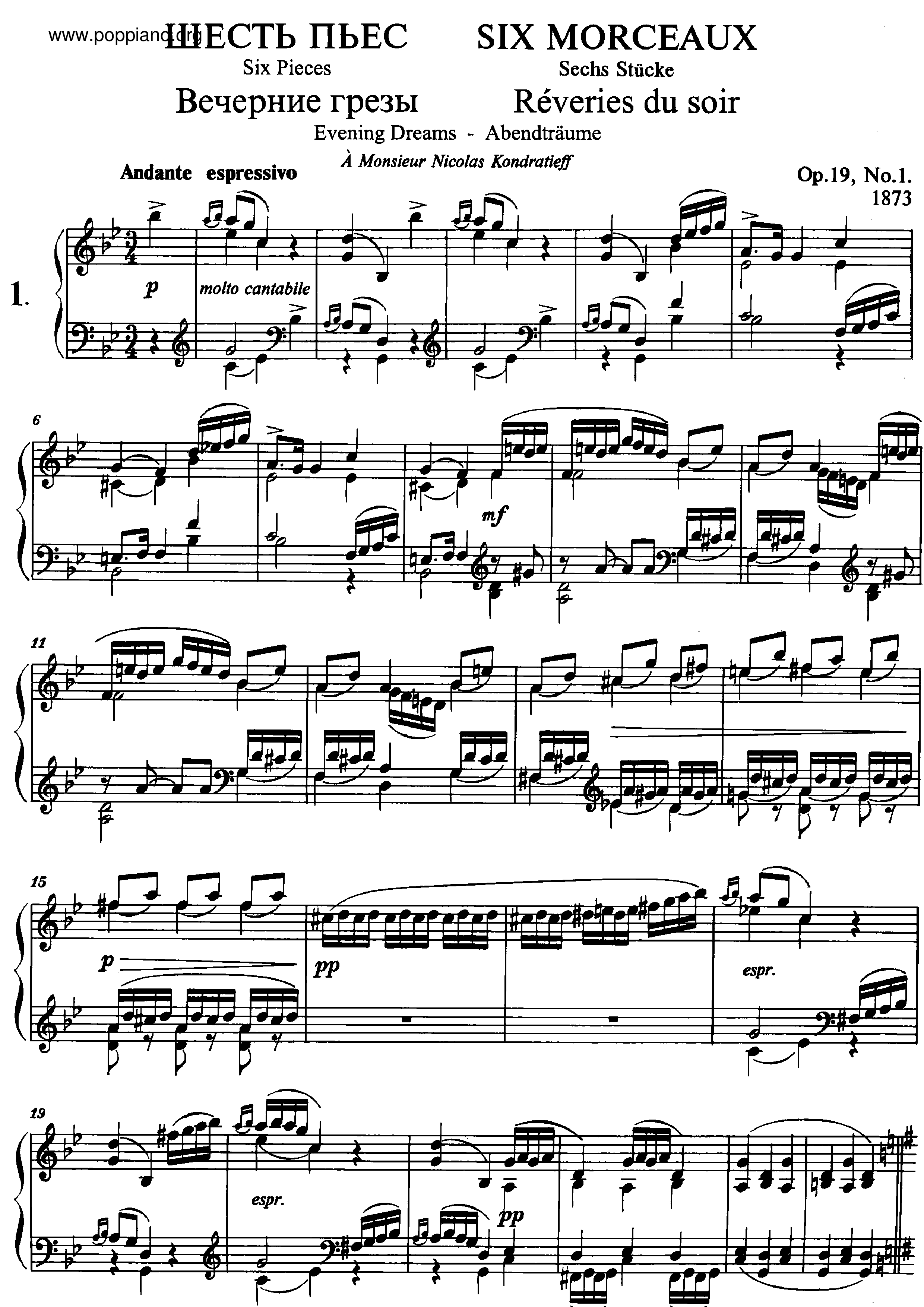 6 Pieces, Op.19琴谱