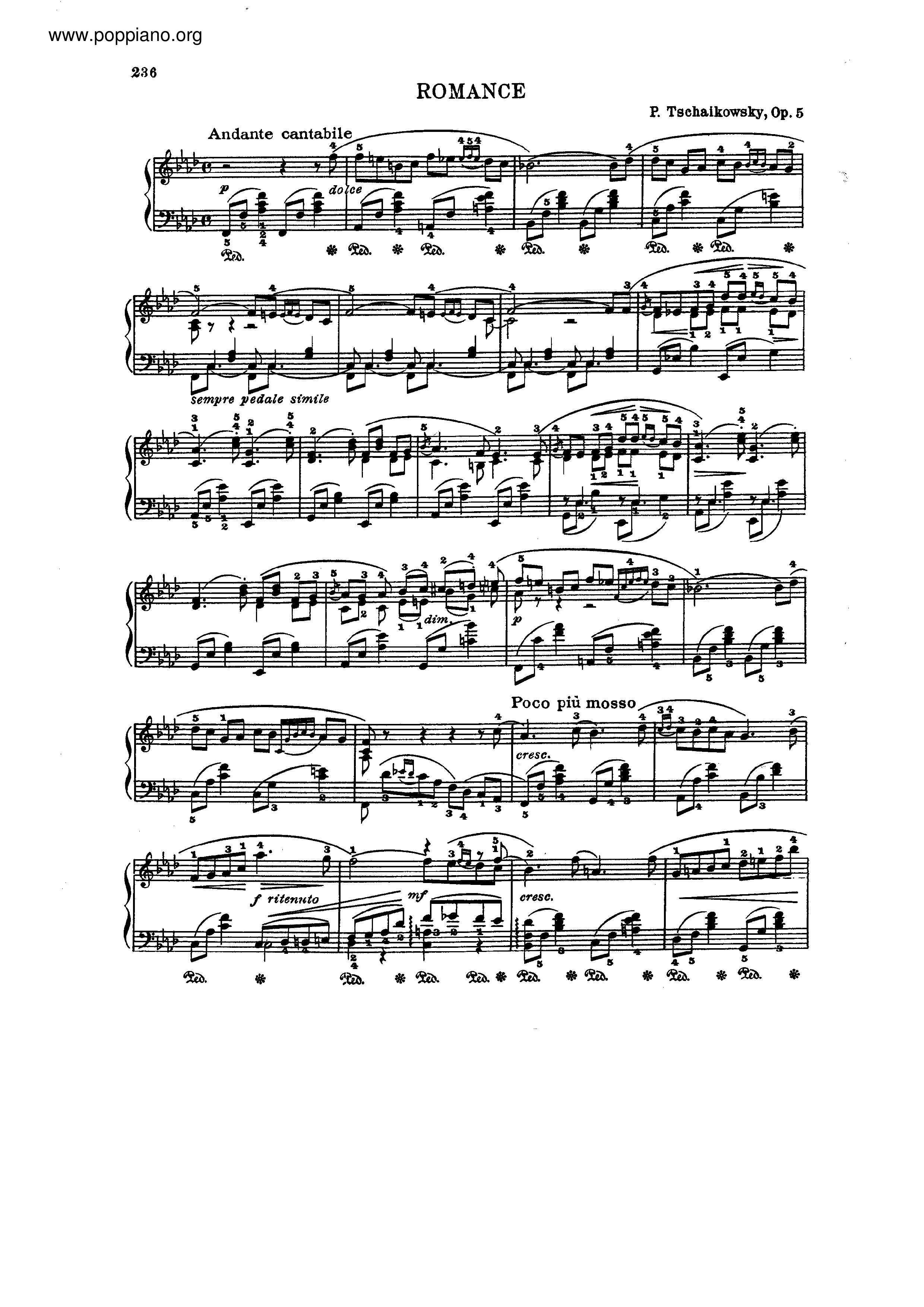 Romance, Op.5 Score