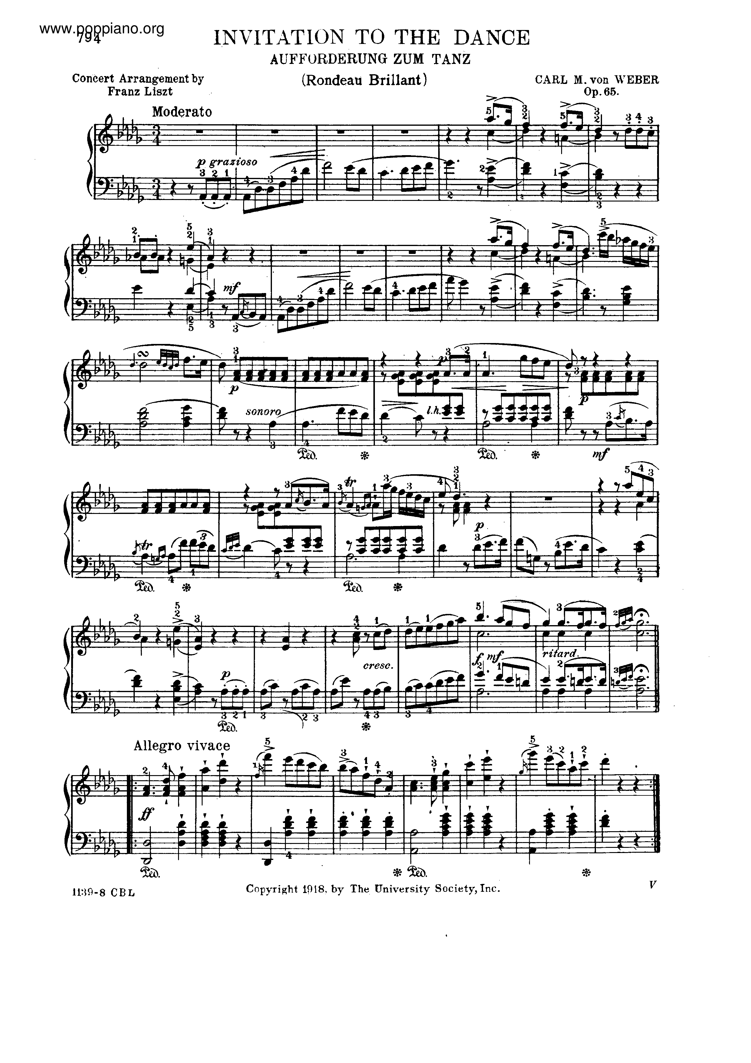 Invitation to the dance, Op.65 Score