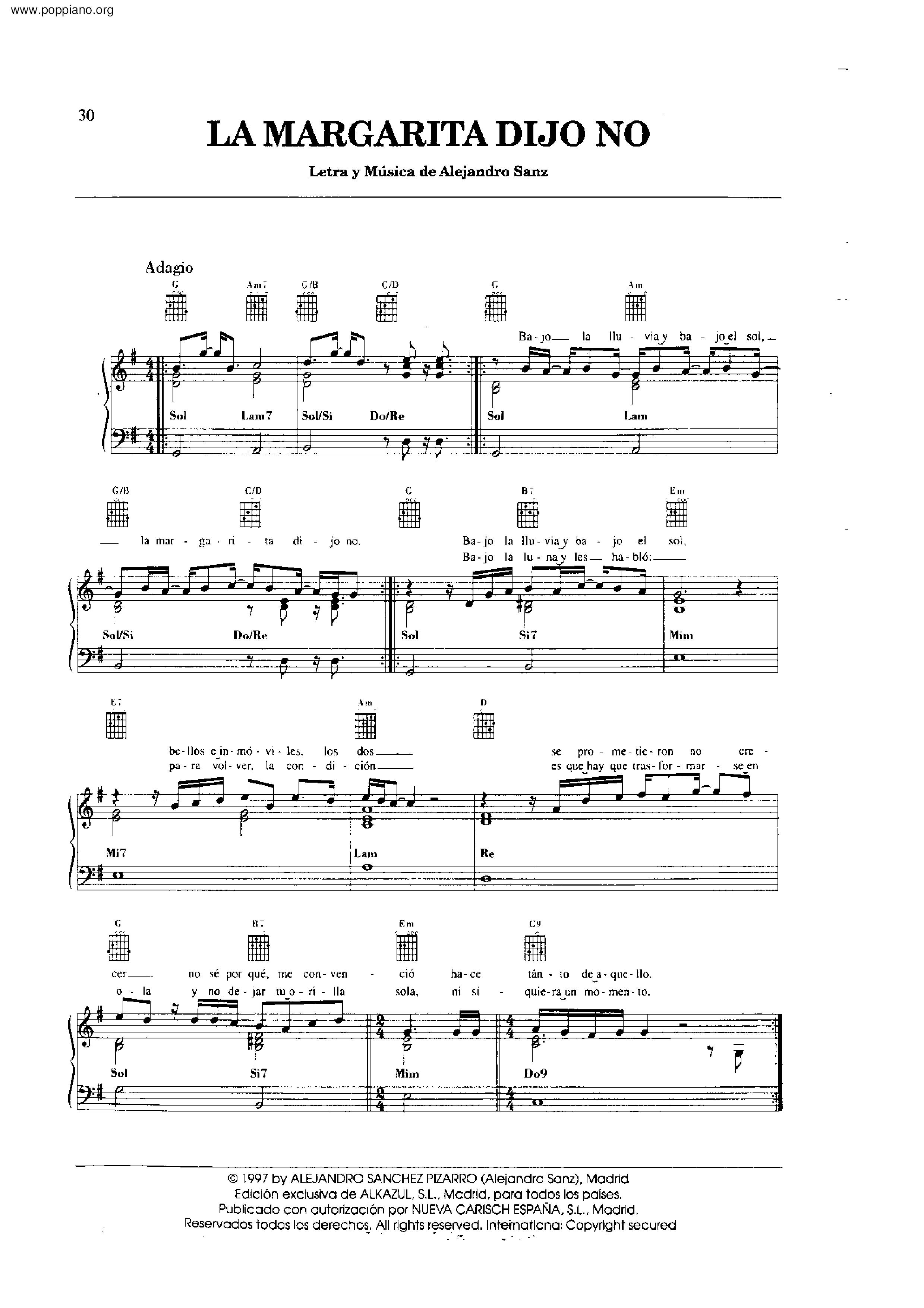 La Margarita Dijo No Score